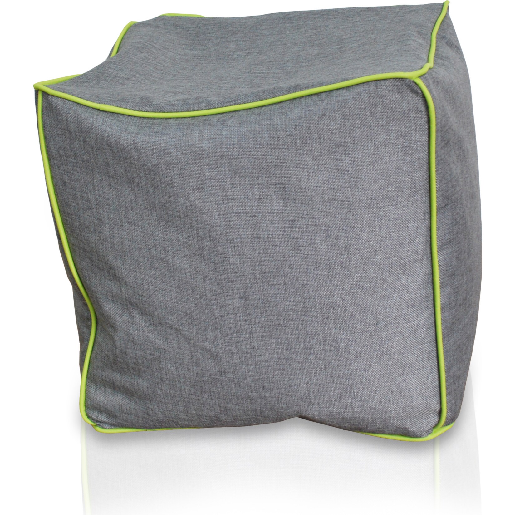 KINZLER Hocker eckig, Leinenoptik mit Neon-Piping, Apfelgrün