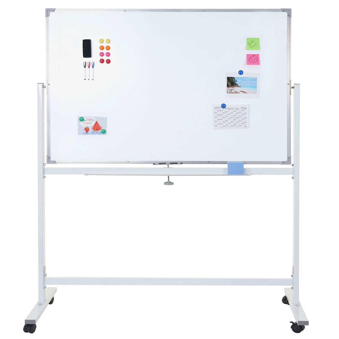 Whiteboard MCW-C85, Magnettafel Memoboard Pinnwand, mobil rollbar inkl. Zubeh&ouml;r ~ 150x100cm - Bild 1