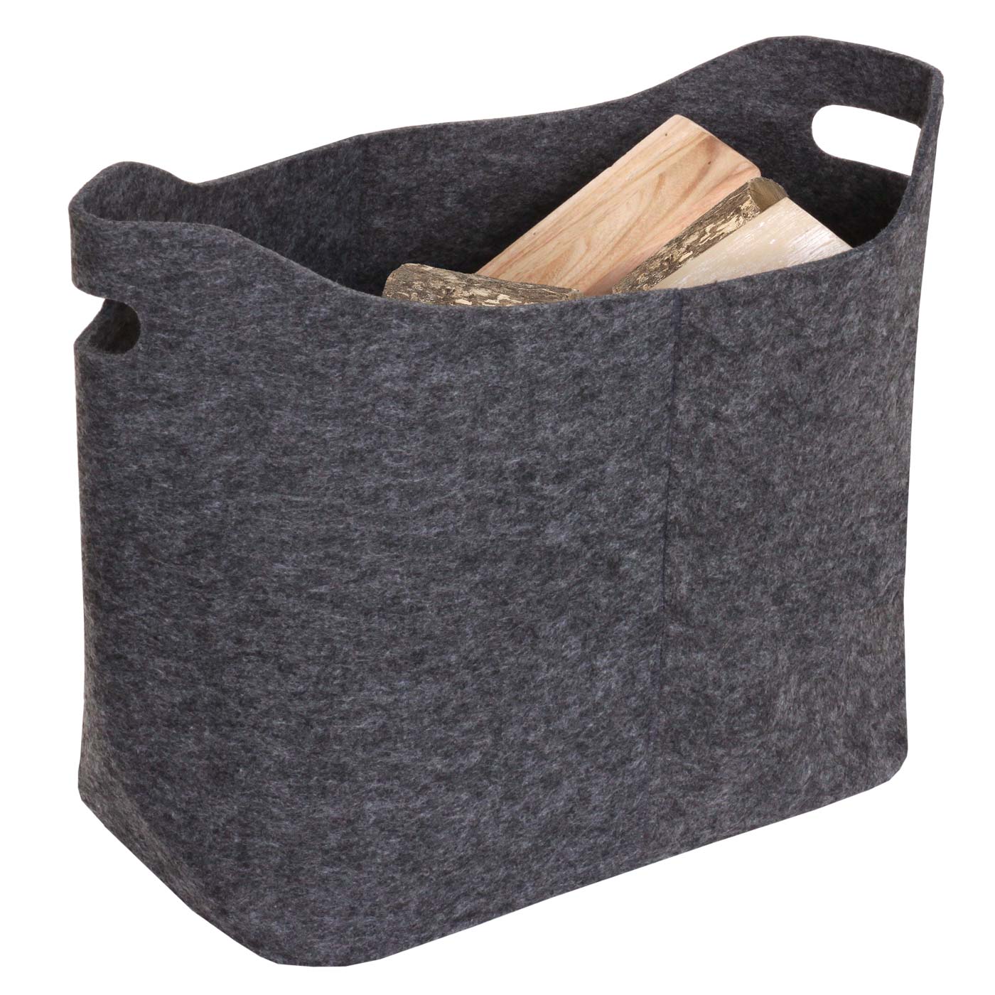 Filzkorb MCW-C35, Holzkorb Korb Filztasche Aufbewahrungskorb Deko Filzbox, 40l ~ dunkelgrau - Bild 1