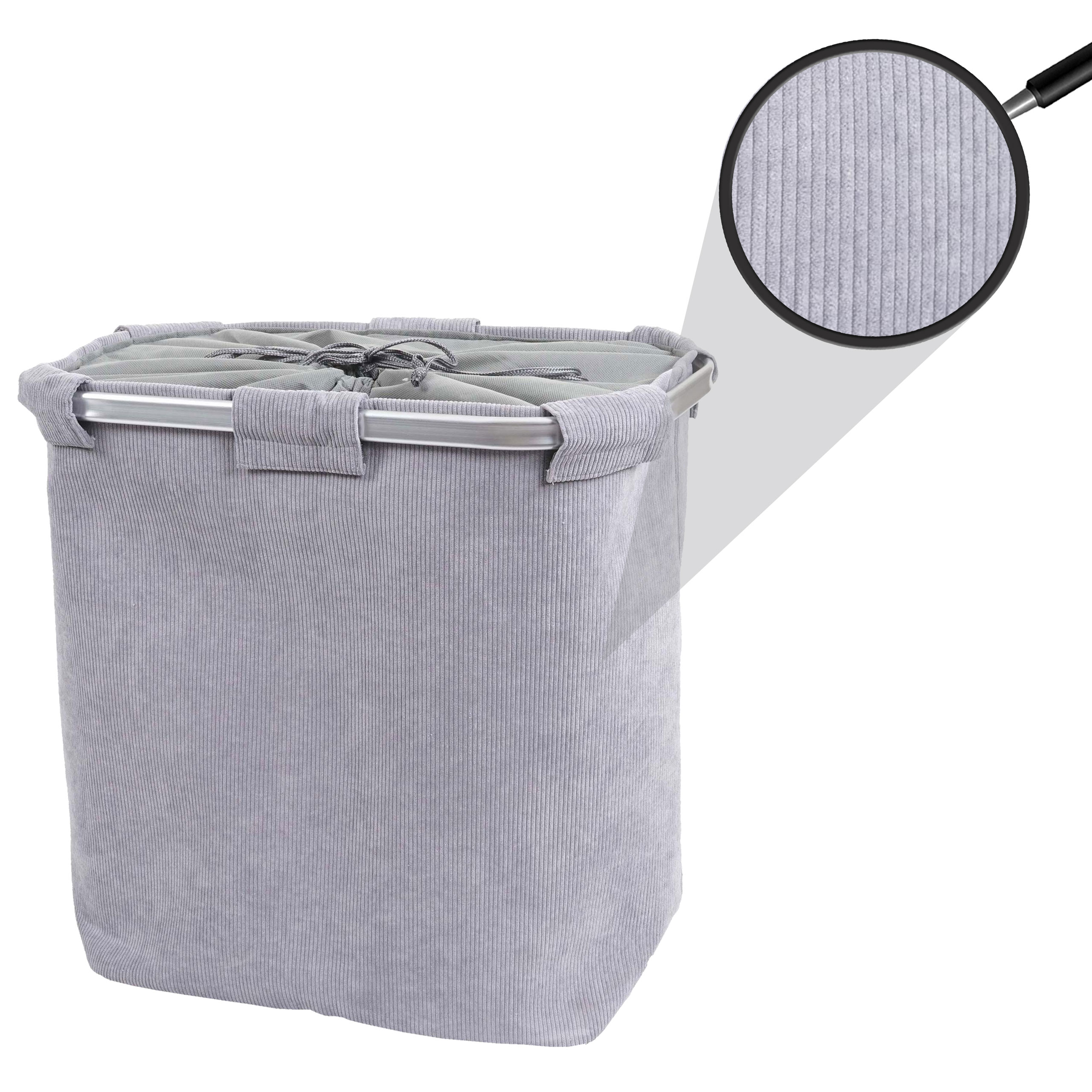 W&auml;schesammler MCW-C34, Laundry W&auml;schebox W&auml;schekorb W&auml;schebeh&auml;lter mit Netz, 2 F&auml;cher 56x49x30cm 82l ~ cord grau - Bild 1