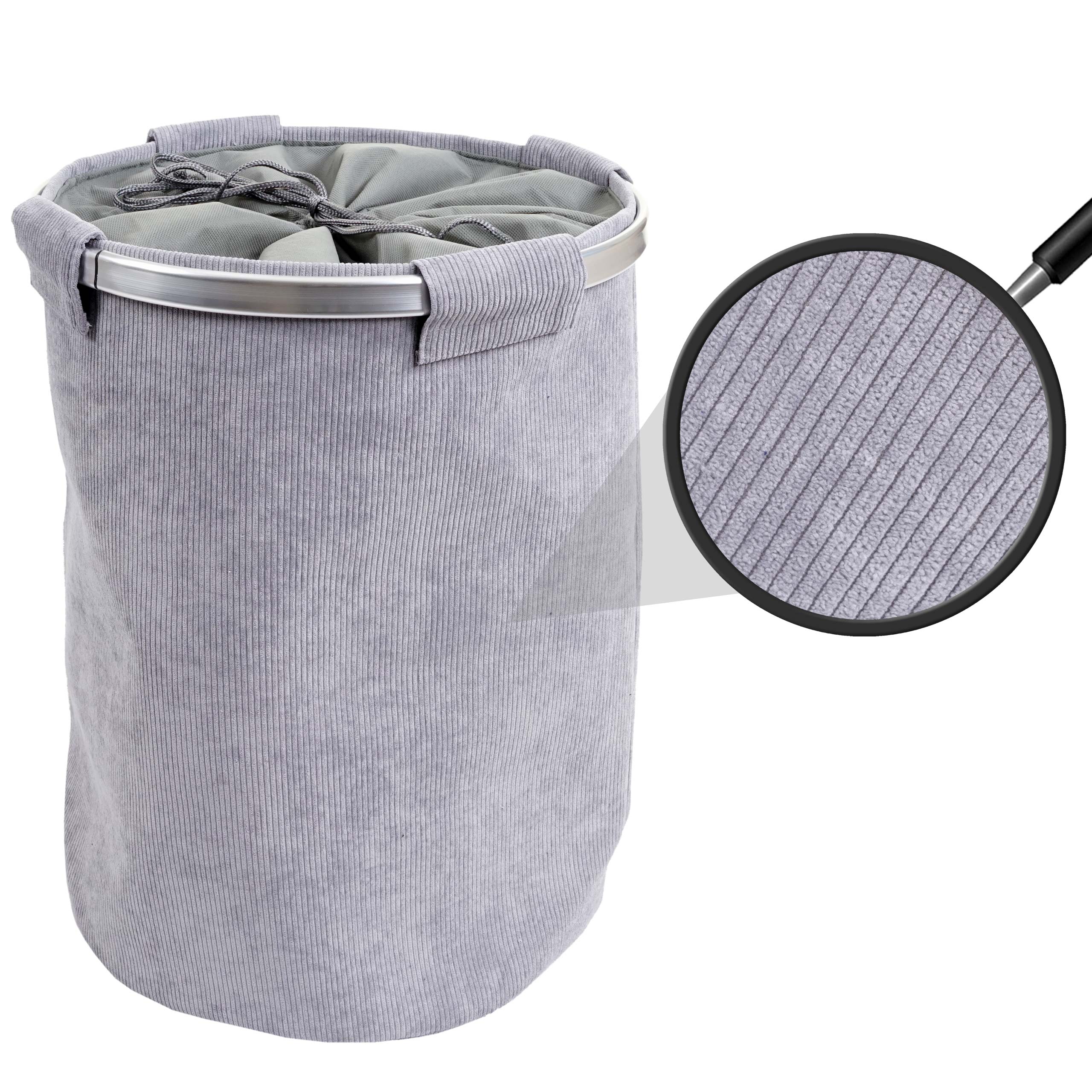 W&auml;schesammler MCW-C34, Laundry W&auml;schekorb W&auml;schebox W&auml;schesack W&auml;schebeh&auml;lter mit Netz, 55x39cm 65l ~ cord grau - Bild 1