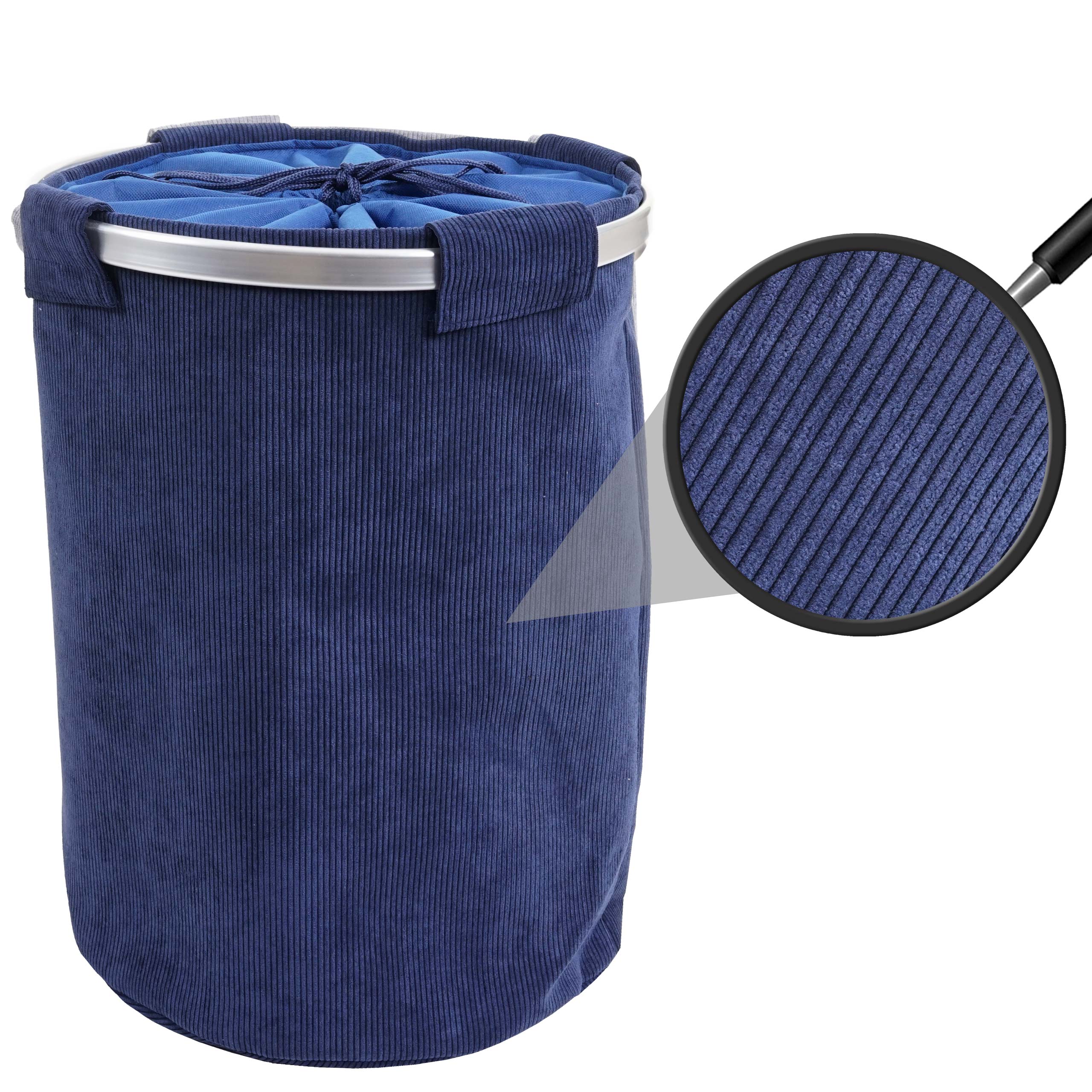 W&auml;schesammler MCW-C34, Laundry W&auml;schekorb W&auml;schebox W&auml;schesack W&auml;schebeh&auml;lter mit Netz, 55x39cm 65l ~ cord blau - Bild 1