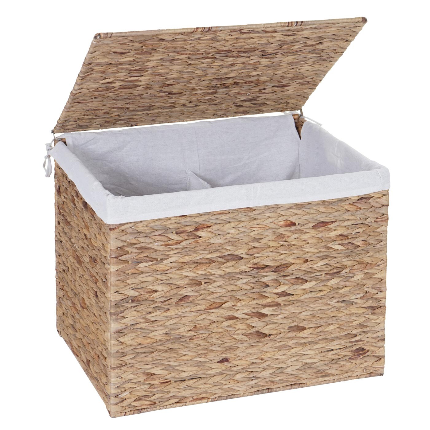 Wäschekorb MCW-C27, Wäschesammler Wäschesortierer Truhe, 2 Fächer Wasserhyazinthe 50x60x43cm 129l