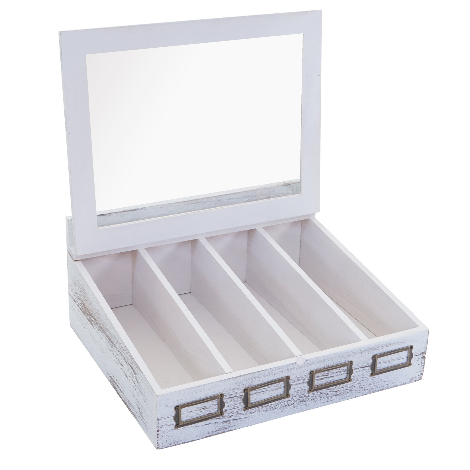 Besteckkiste MCW-C25, Holzbox mit Deckel Besteckkasten, Paulownia 17x37x33cm ~ weiß, shabby | 04057651225593
