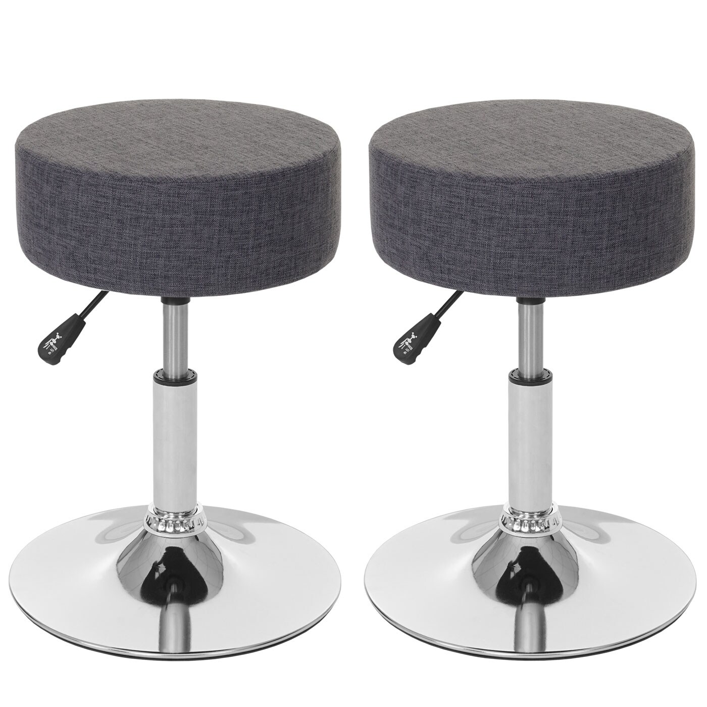 2er-Set Hocker MCW-C22, Sitzhocker Schminkhocker, höhenverstellbar Ø 35cm ~ Textil, grau