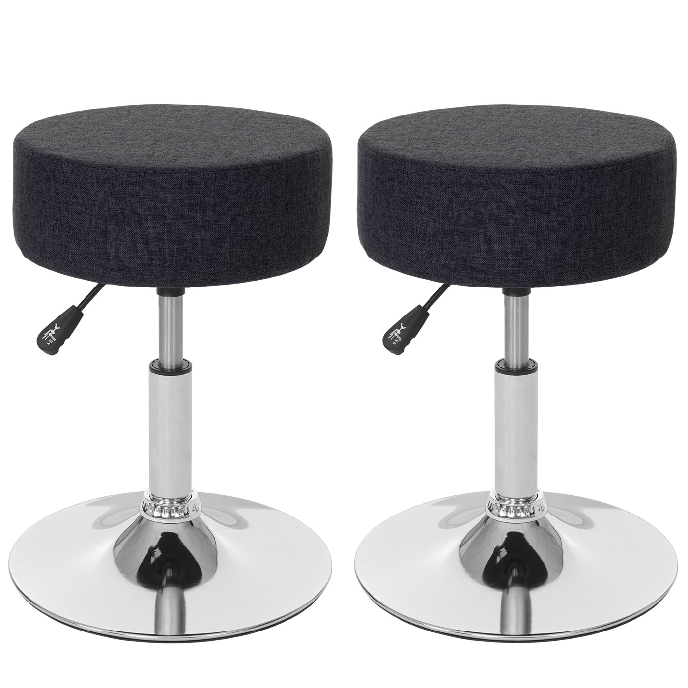 2er-Set Hocker MCW-C22, Sitzhocker Schminkhocker, h&ouml;henverstellbar &Oslash; 35cm ~ Textil, dunkelgrau - Bild 1