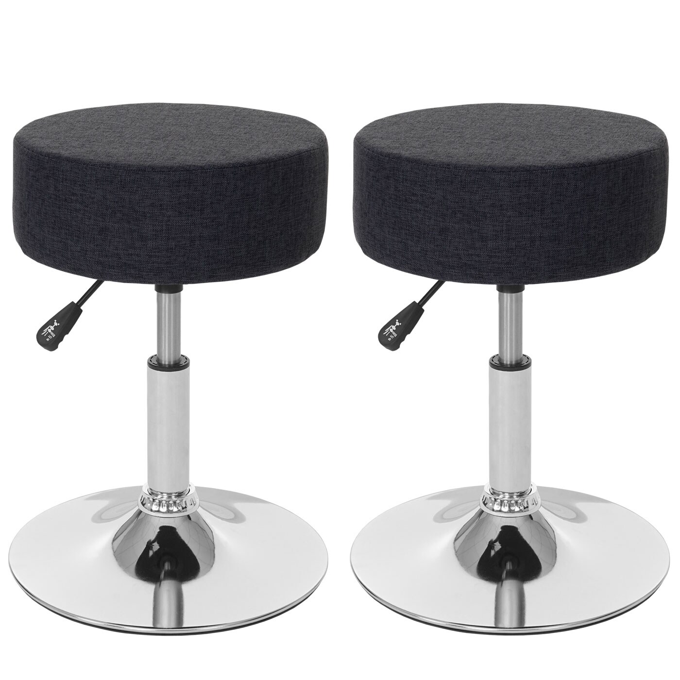 2er-Set Hocker MCW-C22, Sitzhocker Schminkhocker, höhenverstellbar Ø 35cm ~ Textil, dunkelgrau