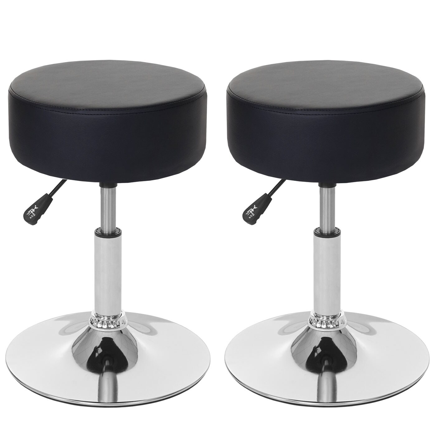 2er-Set Hocker MCW-C22, Sitzhocker Schminkhocker, höhenverstellbar Ø 35cm ~ Kunstleder, schwarz