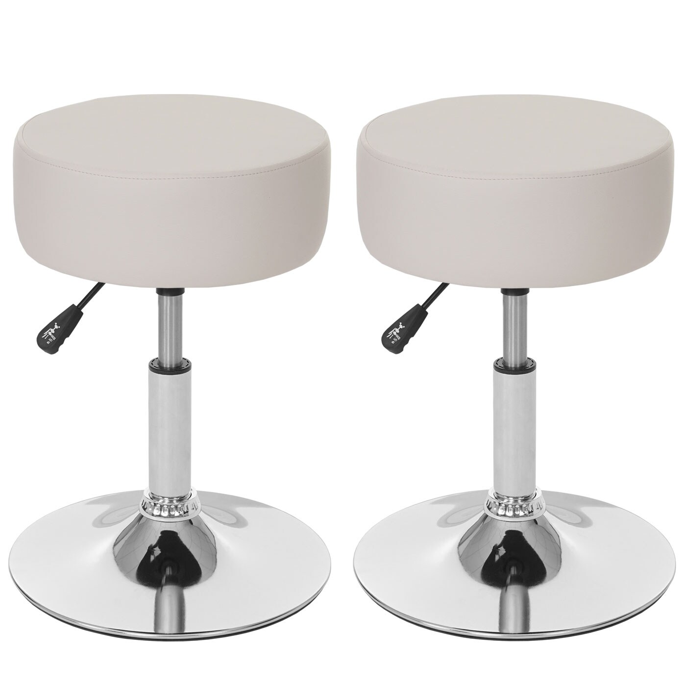 2er-Set Hocker MCW-C22, Sitzhocker Schminkhocker, höhenverstellbar Ø 35cm ~ Kunstleder, creme