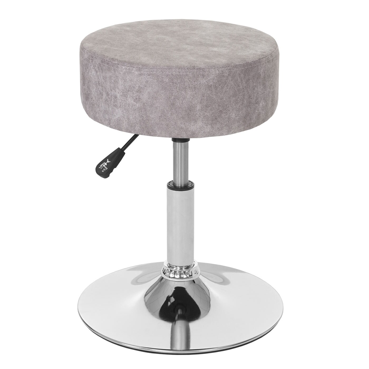 Hocker MCW-C22, Sitzhocker Schminkhocker, höhenverstellbar Ø 35cm ~ Wildlederimitat, vintage grau