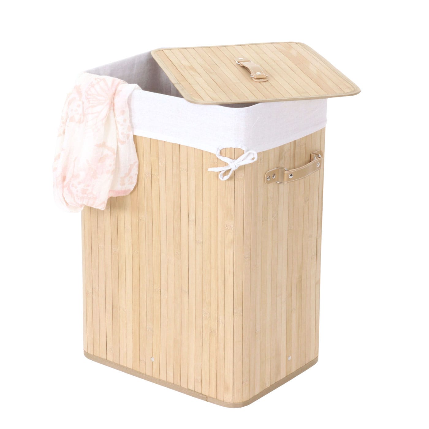 W&auml;schekorb MCW-C21, Laundry W&auml;schebox W&auml;schesammler W&auml;schebeh&auml;lter W&auml;schetonne, Bambus 61x43x32cm 70l ~ naturfarben - Bild 1