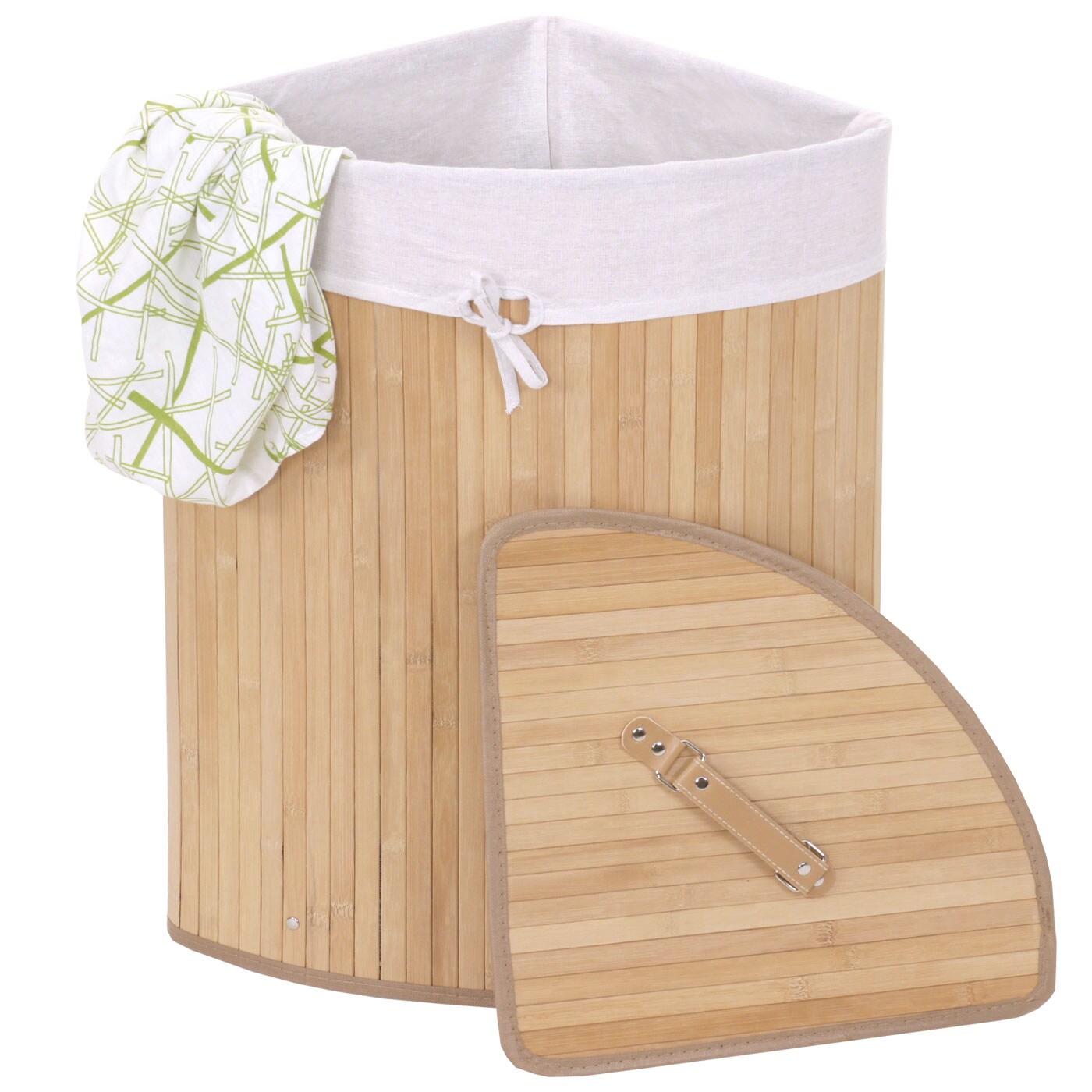 W&auml;schekorb MCW-C21, Laundry W&auml;schebox W&auml;schesammler W&auml;schebeh&auml;lter W&auml;schetonne, Bambus 61x48x35cm 50l ~ naturfarben - Bild 1