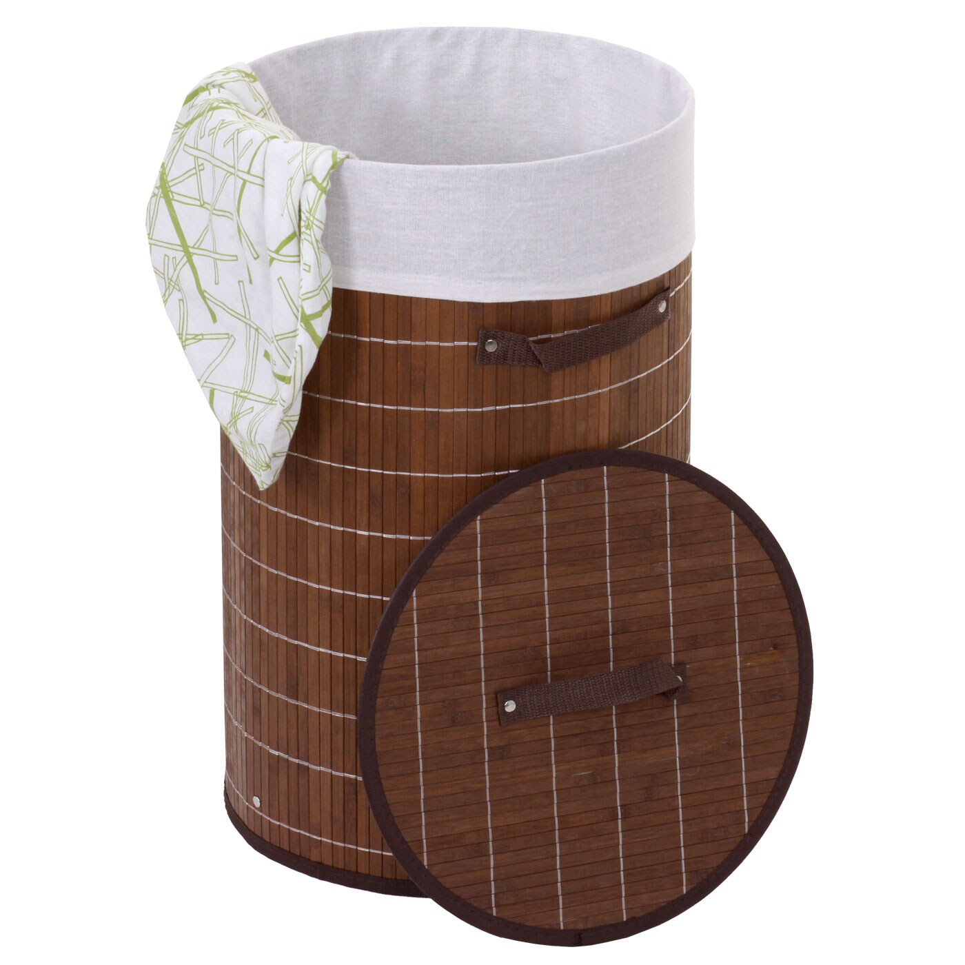 W&auml;schekorb MCW-C21, Laundry W&auml;schebox W&auml;schesammler W&auml;schebeh&auml;lter W&auml;schetonne, Bambus rund 59x35cm 50l ~ braun - Bild 1