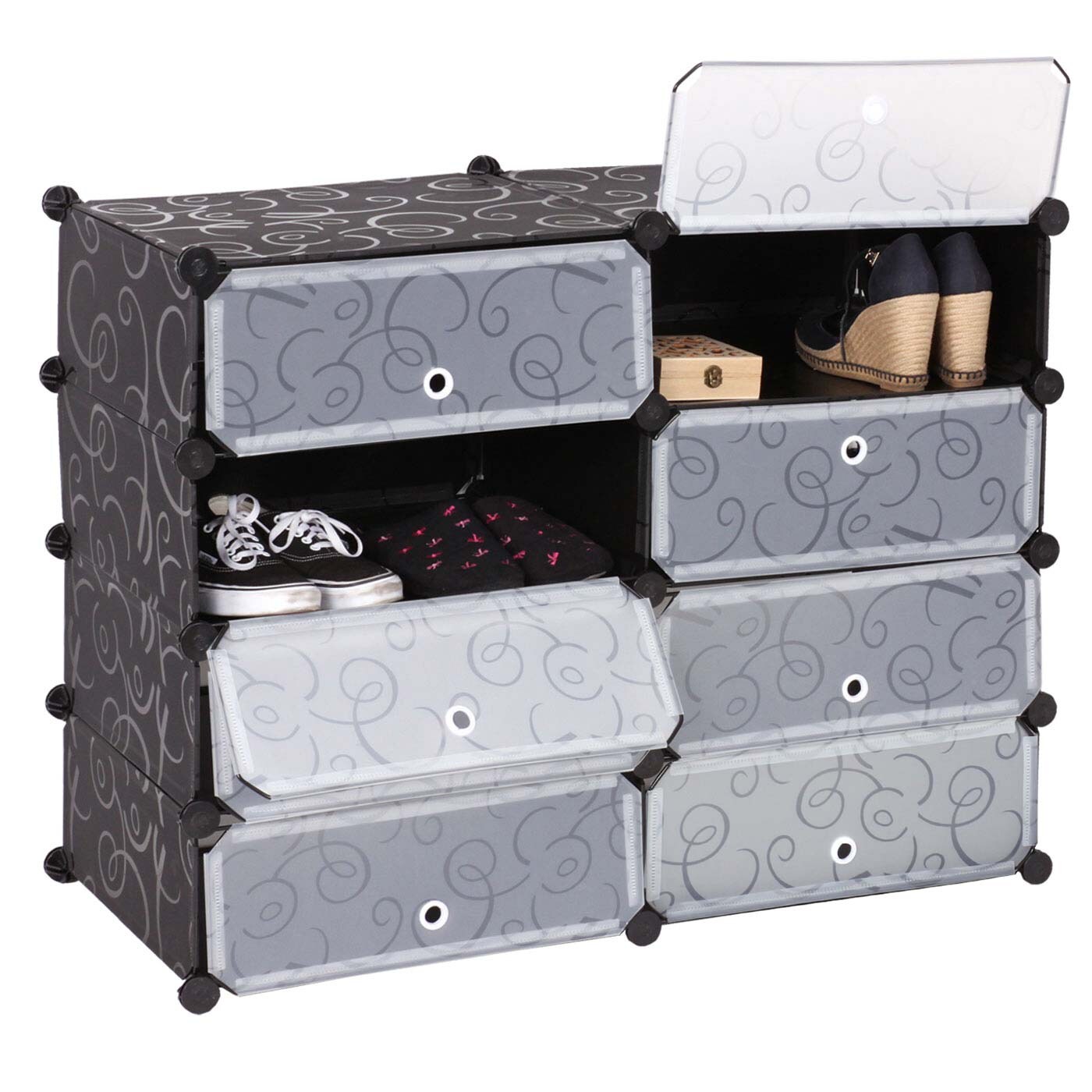 Schuhschrank MCW-B66, Schuhablage Schrank Steckregal Aufbewahrung, 8 Fächer 73x92x36cm ~ schwarz | 04057651225715