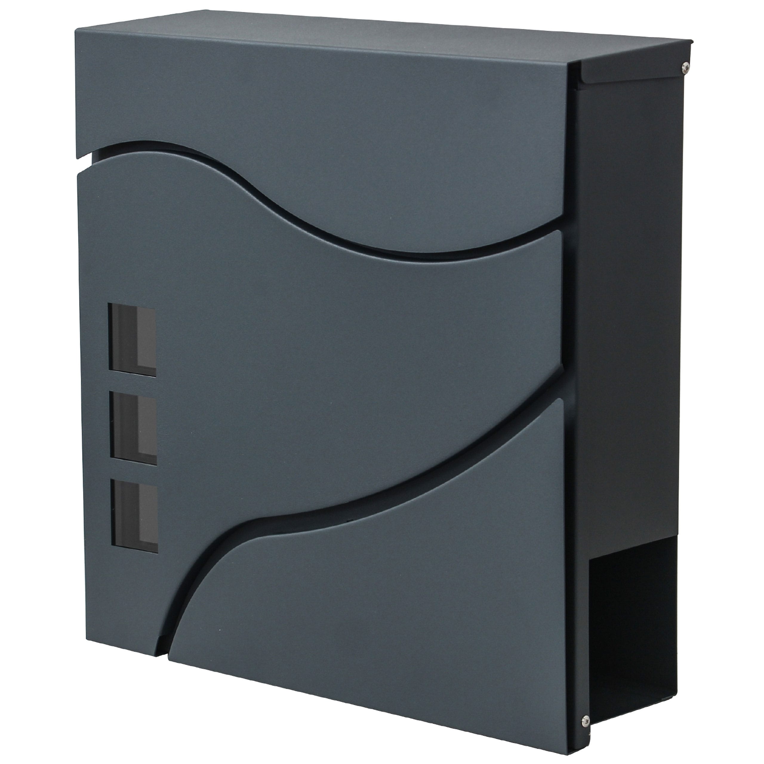 Briefkasten MCW-B31, Wandbriefkasten Postkasten Zeitungsfach pulverbeschichtet ~ anthrazit - Bild 1