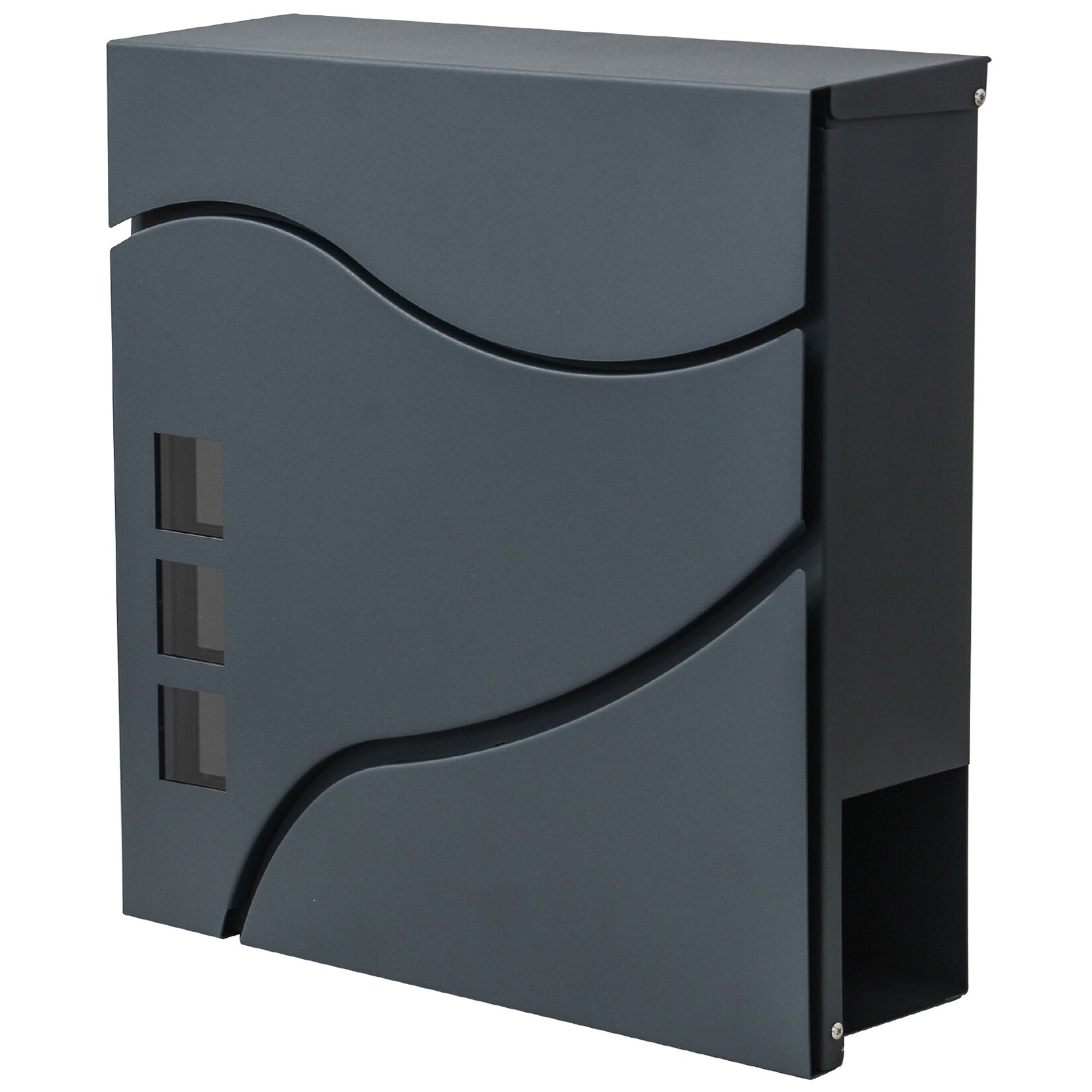 Briefkasten MCW-B31, Wandbriefkasten Postkasten Zeitungsfach pulverbeschichtet ~ anthrazit | 04057651241906