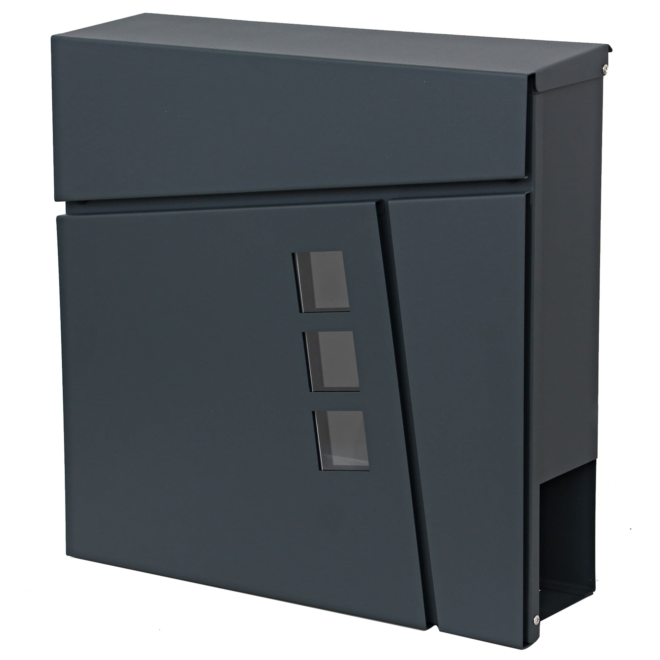 Briefkasten MCW-B29, Wandbriefkasten Postkasten Zeitungsfach, pulverbeschichtet ~ anthrazit - Bild 1