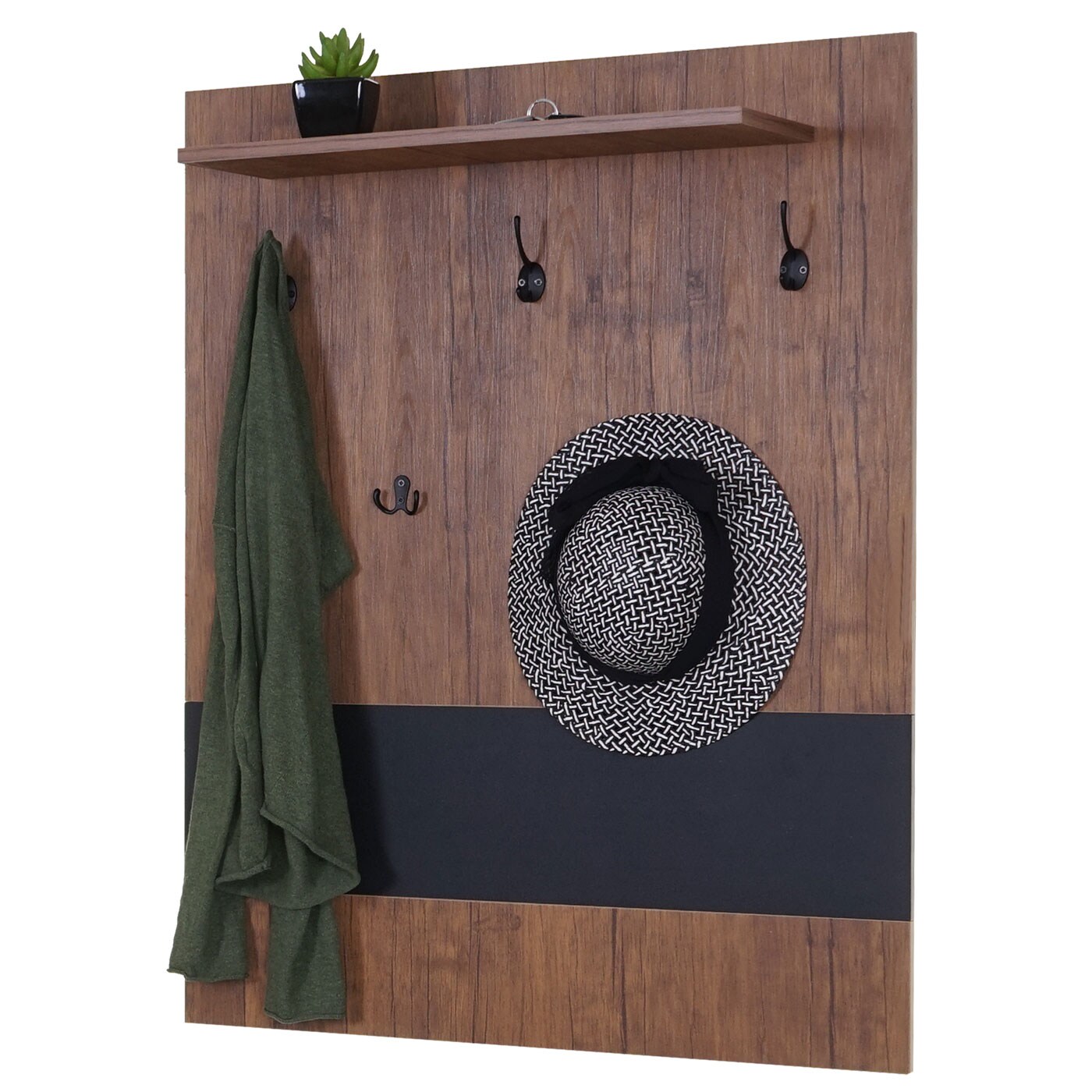 Wandgarderobe MCW-A27, Garderobe Garderobenpaneel, 5 Haken 100x80cm 3D-Struktur, MVG Wildeiche-Optik | 04057651242170