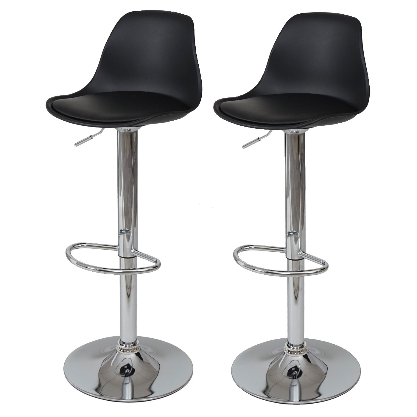 2er-Set Barhocker MCW-B14, Tresenhocker Barstuhl Drehhocker, Kunstleder ~ schwarz