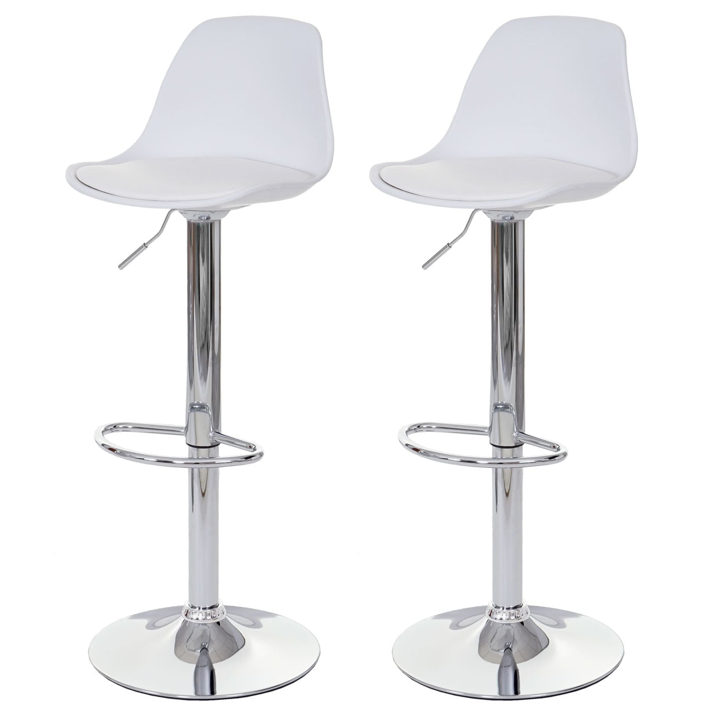2er-Set Barhocker MCW-B14, Tresenhocker Barstuhl Drehhocker, Kunstleder ~ wei&szlig; - Bild 1
