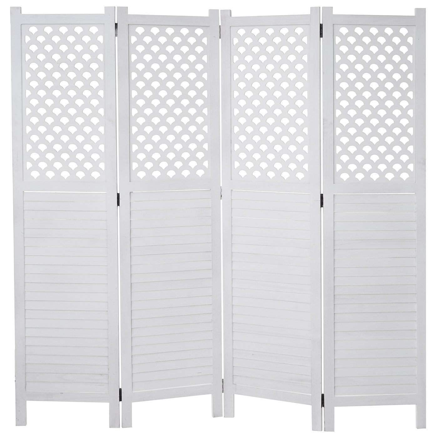 Paravent MCW-A84, Raumteiler Trennwand Sichtschutz, Ornamente 170x161cm ~ wei&szlig; - Bild 1