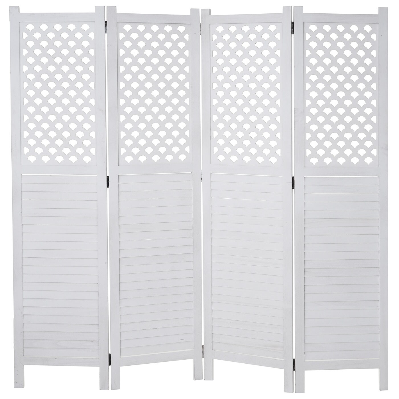 Paravent MCW-A84, Raumteiler Trennwand Sichtschutz, Ornamente 170x161cm ~ weiß | 04057651217208