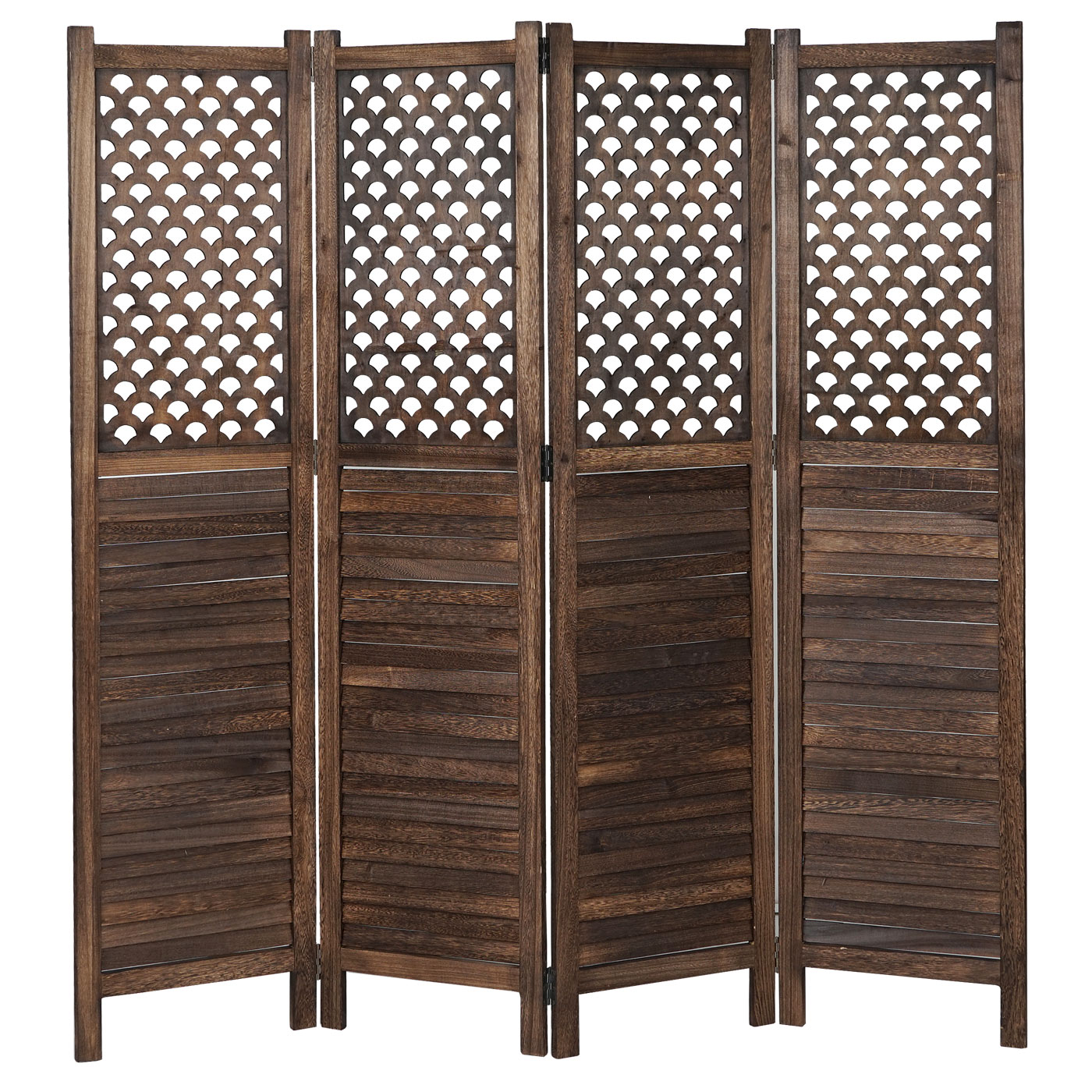 Paravent MCW-A84, Raumteiler Trennwand Sichtschutz, Ornamente 170x161cm ~ braun - Bild 1