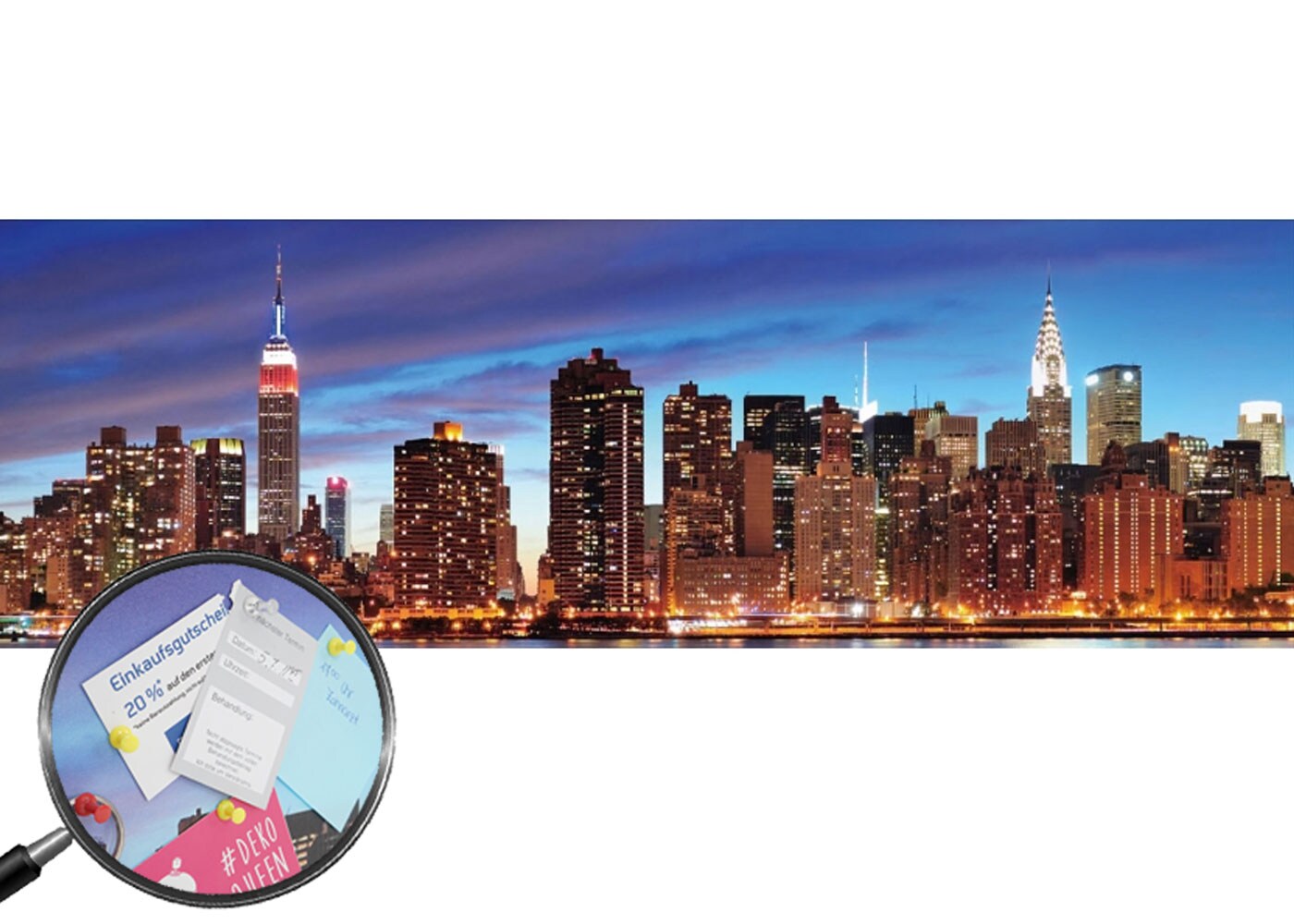 LED-Pinnwand, Leuchtbild Memoboard Pinnboard Timer ~ 120x40cm New York - Bild 1