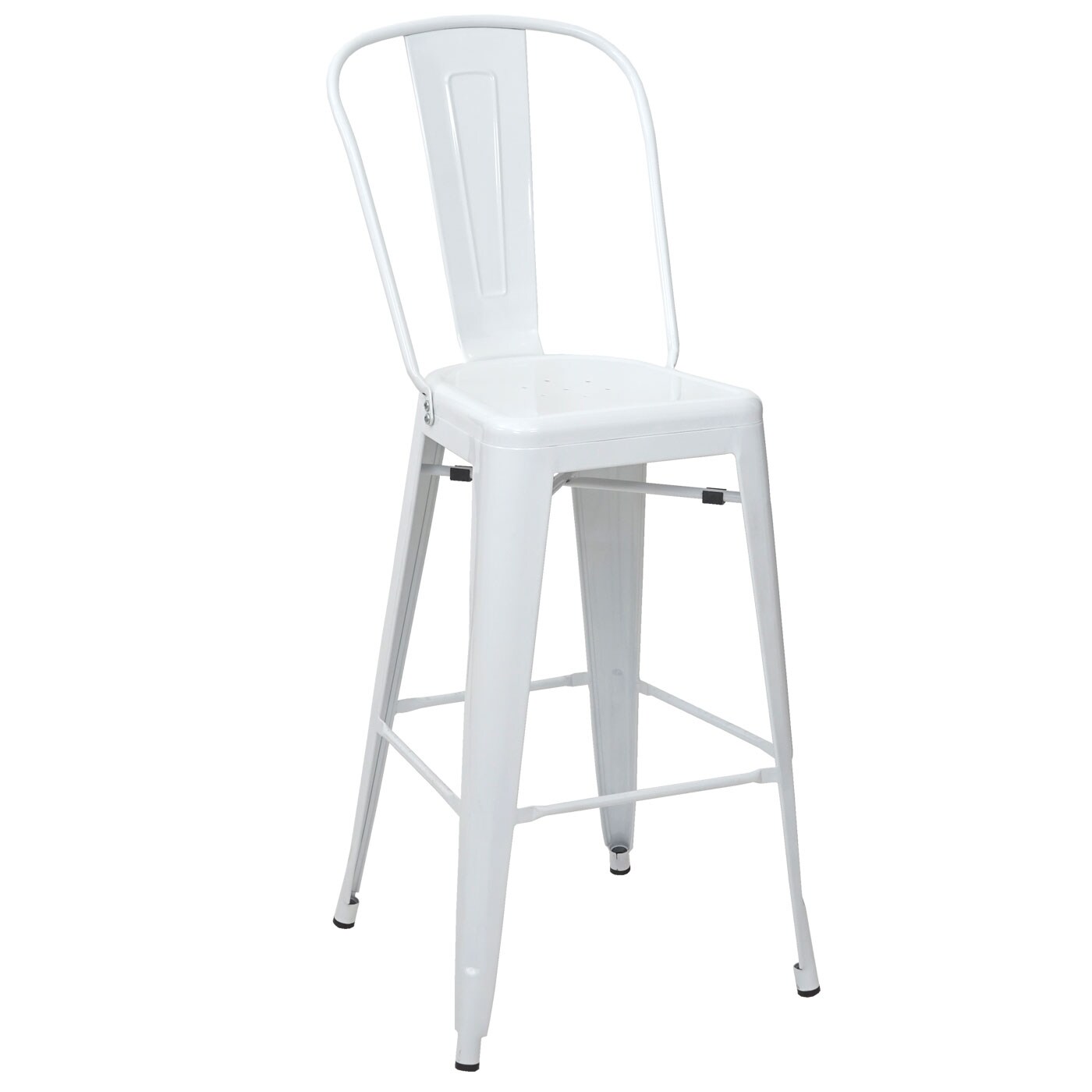 Barhocker MCW-A73, Barstuhl Tresenhocker mit Lehne, Metall Industriedesign ~ weiß