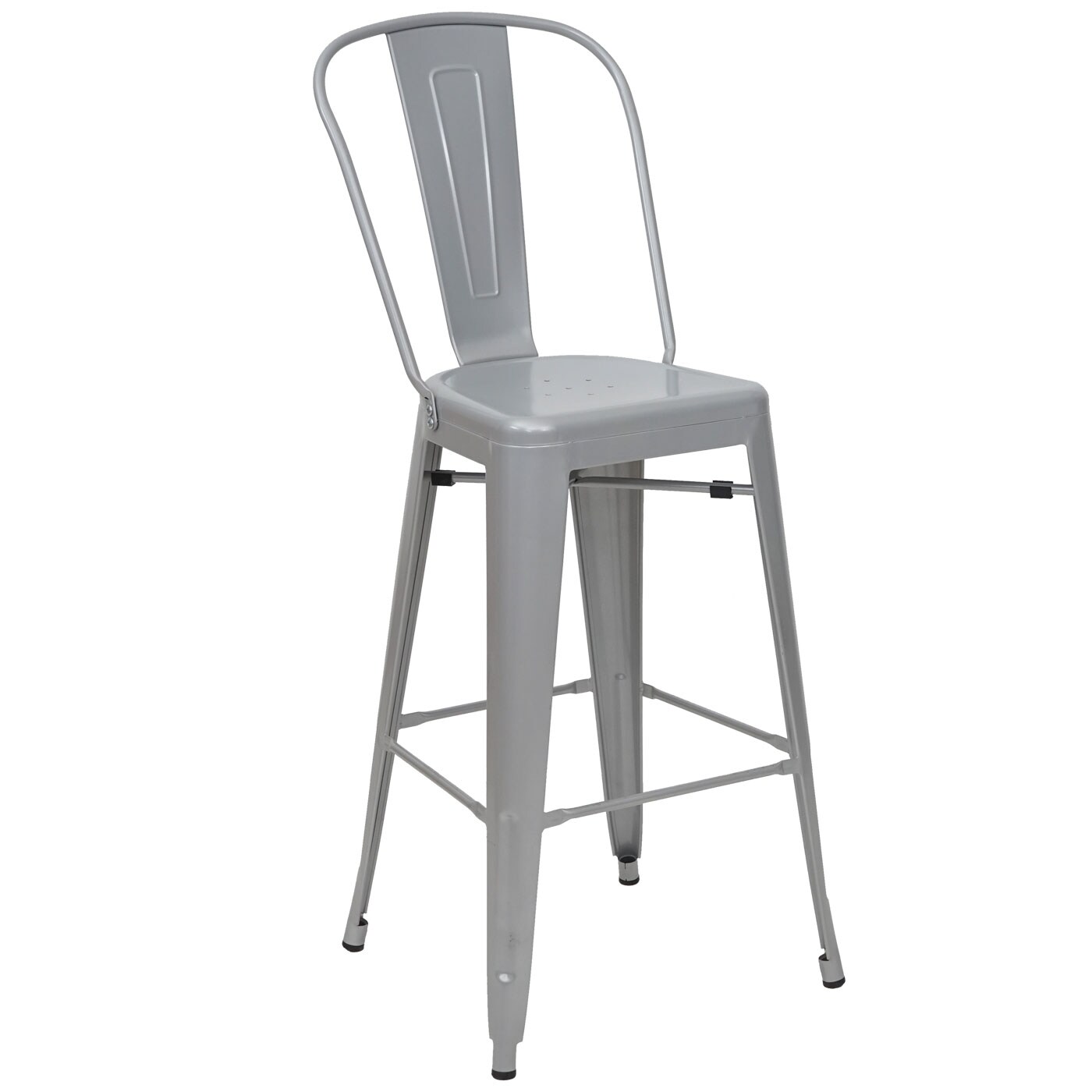 Barhocker MCW-A73, Barstuhl Tresenhocker mit Lehne, Metall Industriedesign ~ grau