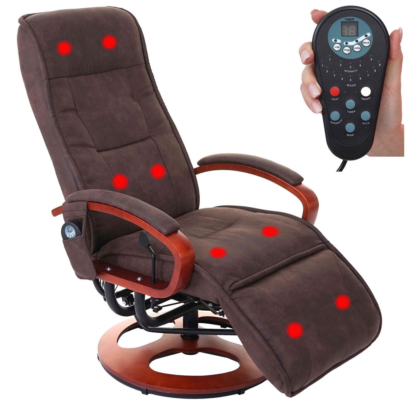 Relaxliege Terni II, Relaxsessel Massagesessel, MIT Massage Stoff/Textil ~ Wildlederimitat braun