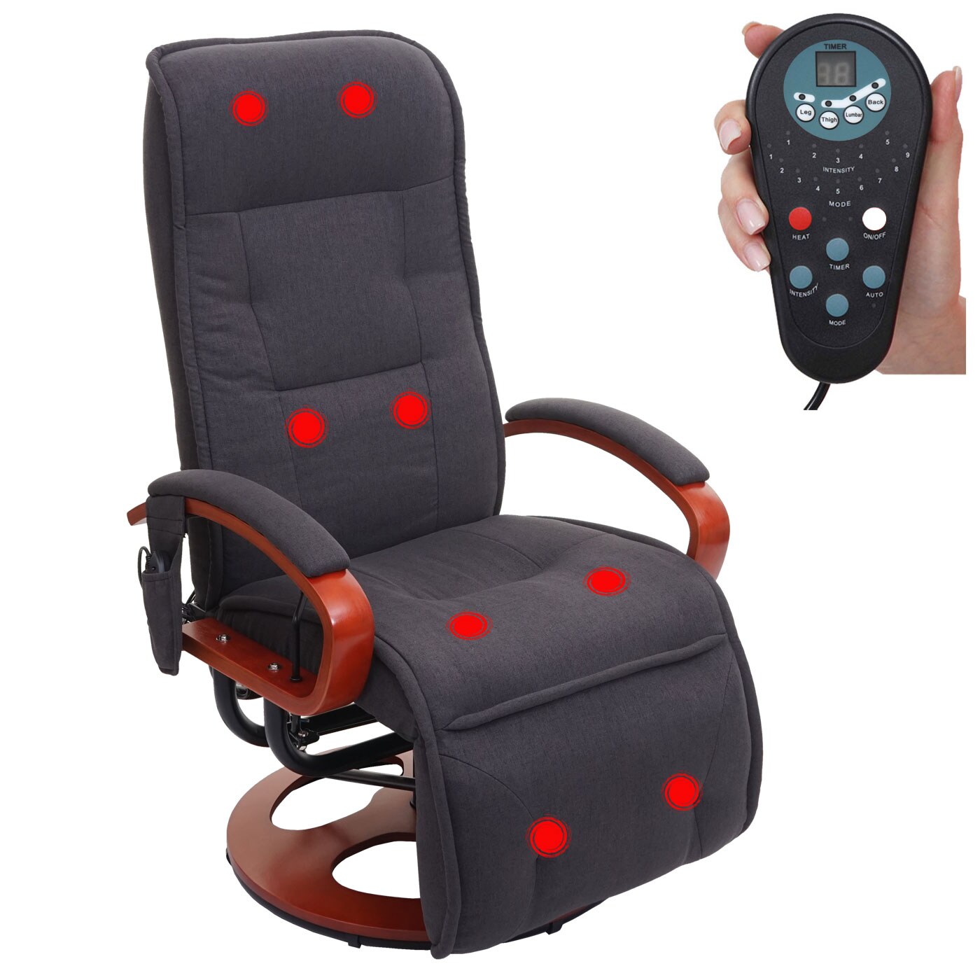 Relaxliege Terni II, Relaxsessel Massagesessel, MIT Massage Stoff/Textil ~ dunkelgrau | 04057651521961