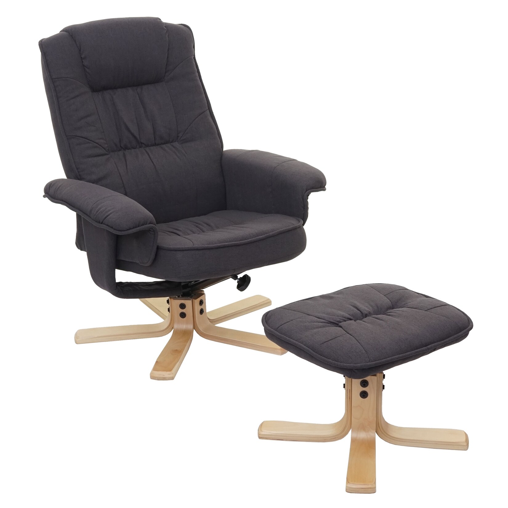 Relaxsessel H56, Fernsehsessel TV-Sessel mit Hocker, Stoff/Textil, MVG-zertifiziert ~ dunkelgrau