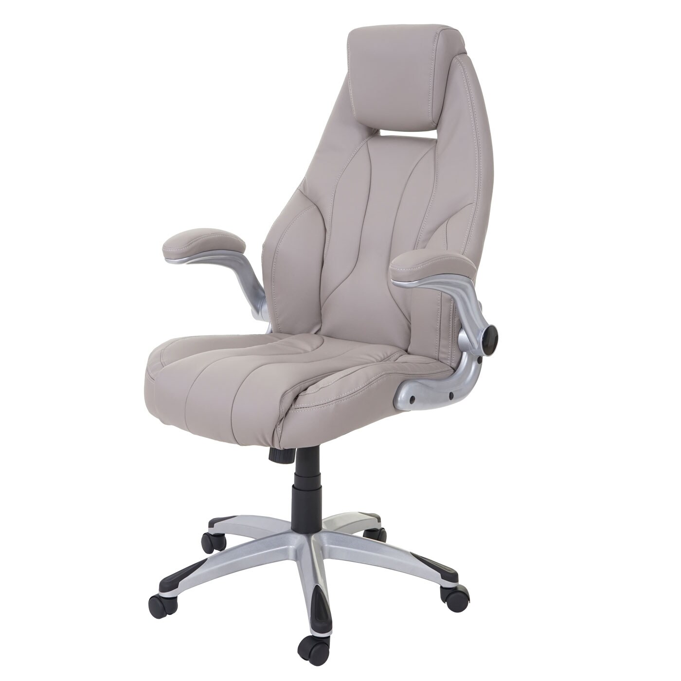 Bürostuhl MCW-A65, Schreibtischstuhl Chefsessel Drehstuhl, Kunstleder MVG-zertifiziert ~ taupe-grau