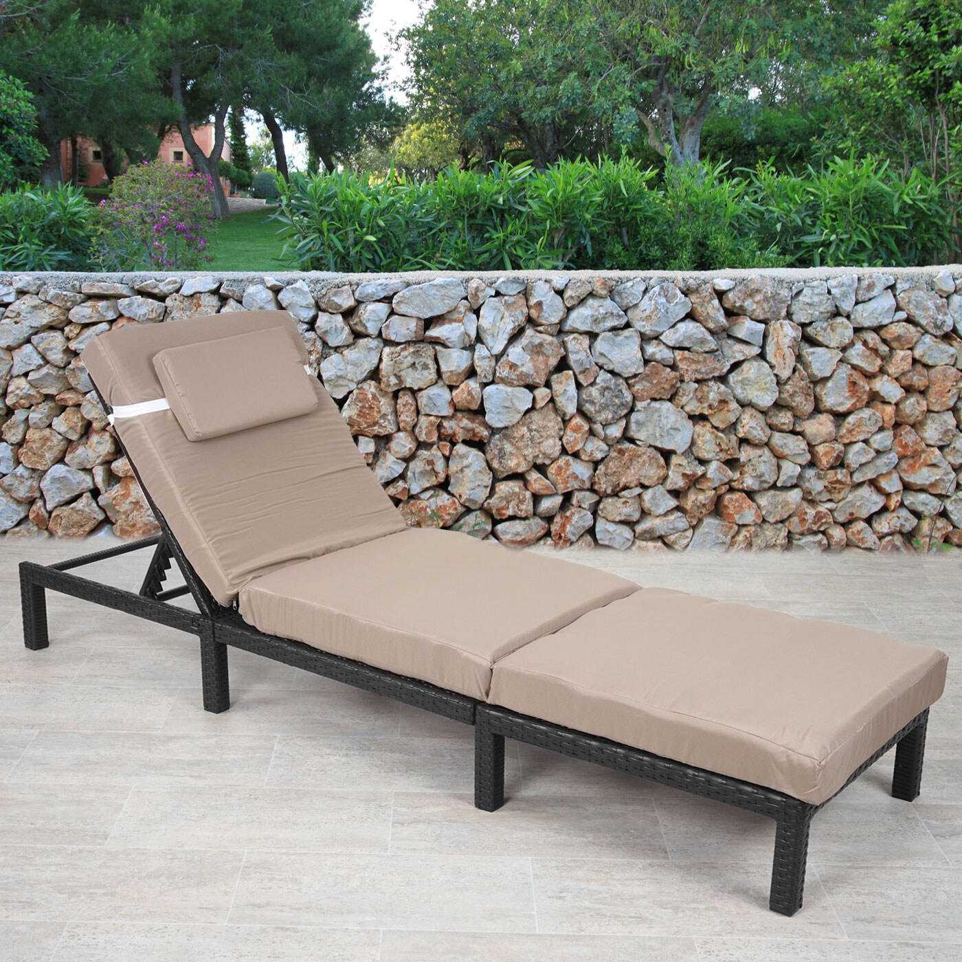 Poly-Rattan Sonnenliege MCW-A51, Relaxliege Gartenliege Liege ~ Premium anthrazit, Kissen creme - Bild 1