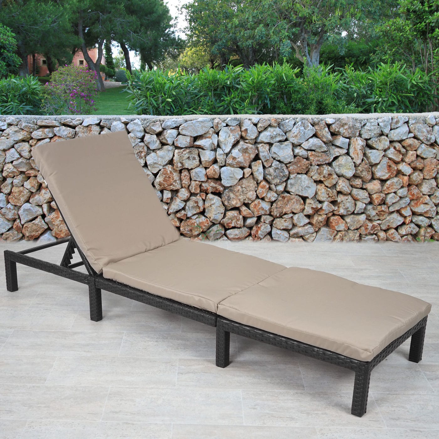 Poly-Rattan Sonnenliege MCW-A51, Relaxliege Gartenliege Liege ~ Basic anthrazit, Kissen creme - Bild 1