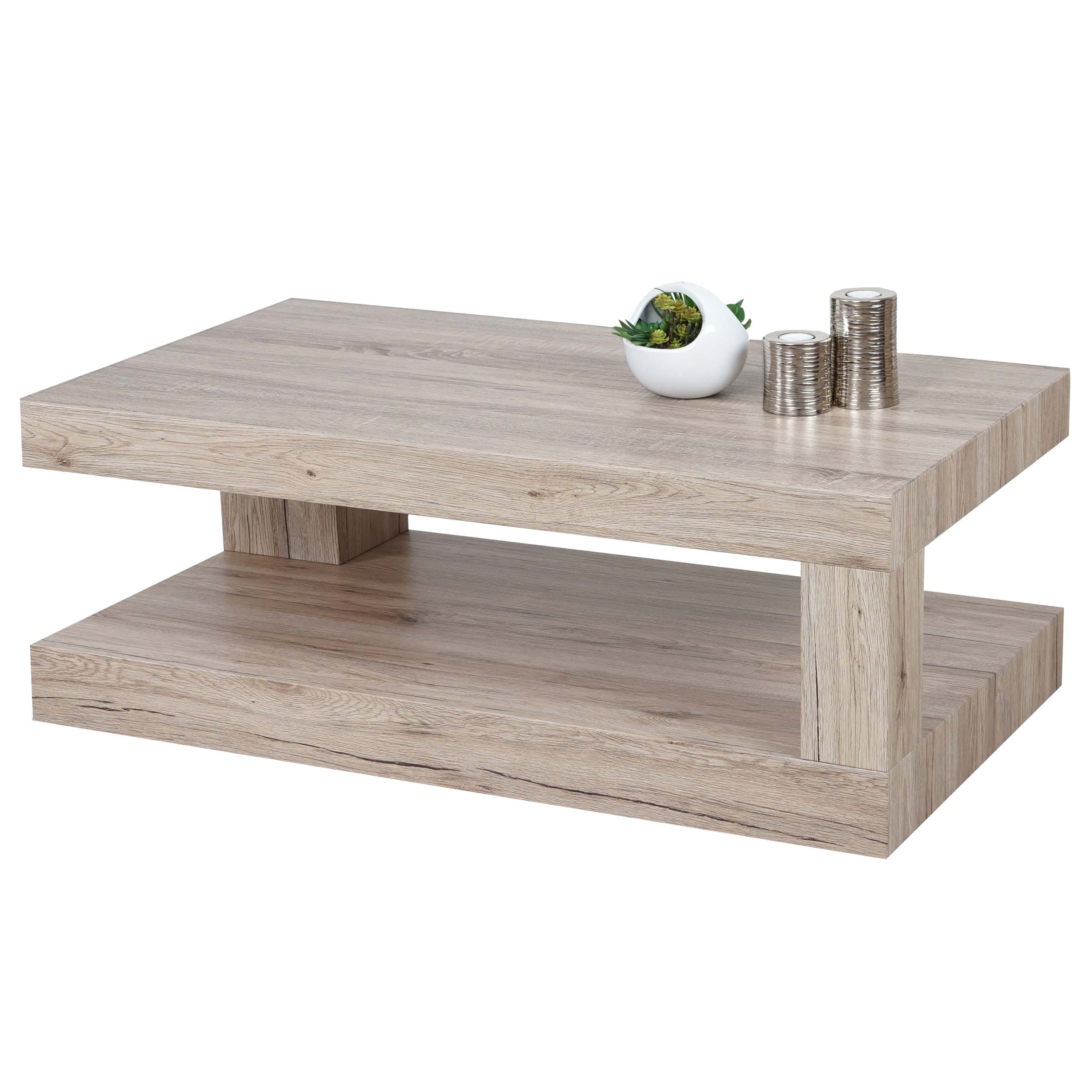 Couchtisch MCS-A32, Wohnzimmertisch, 3D-Struktur 40x110x60cm ~ sanremo Eicheoptik - Bild 1