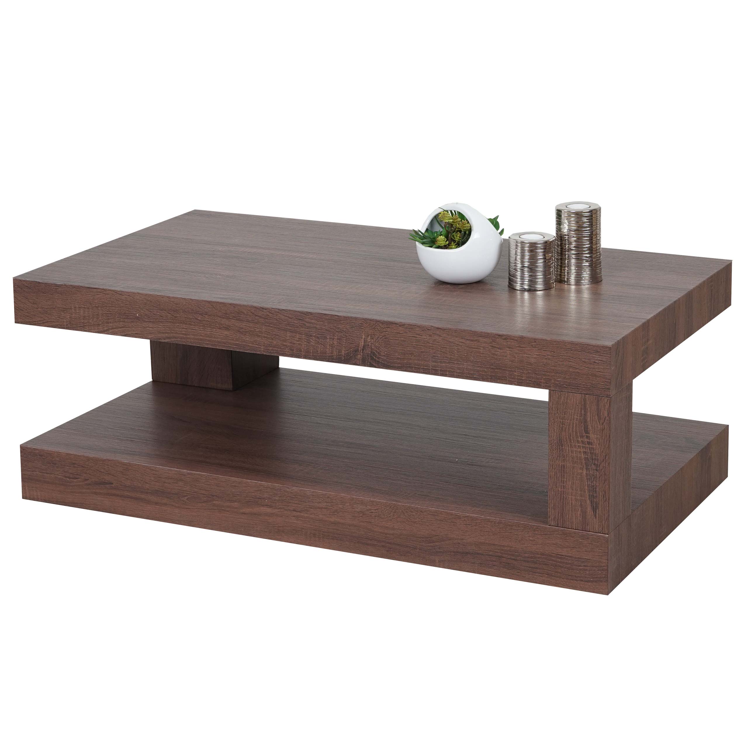Couchtisch MCW-A32, Wohnzimmertisch, 3D-Struktur, 40x110x60cm ~ braune Eicheoptik - Bild 1