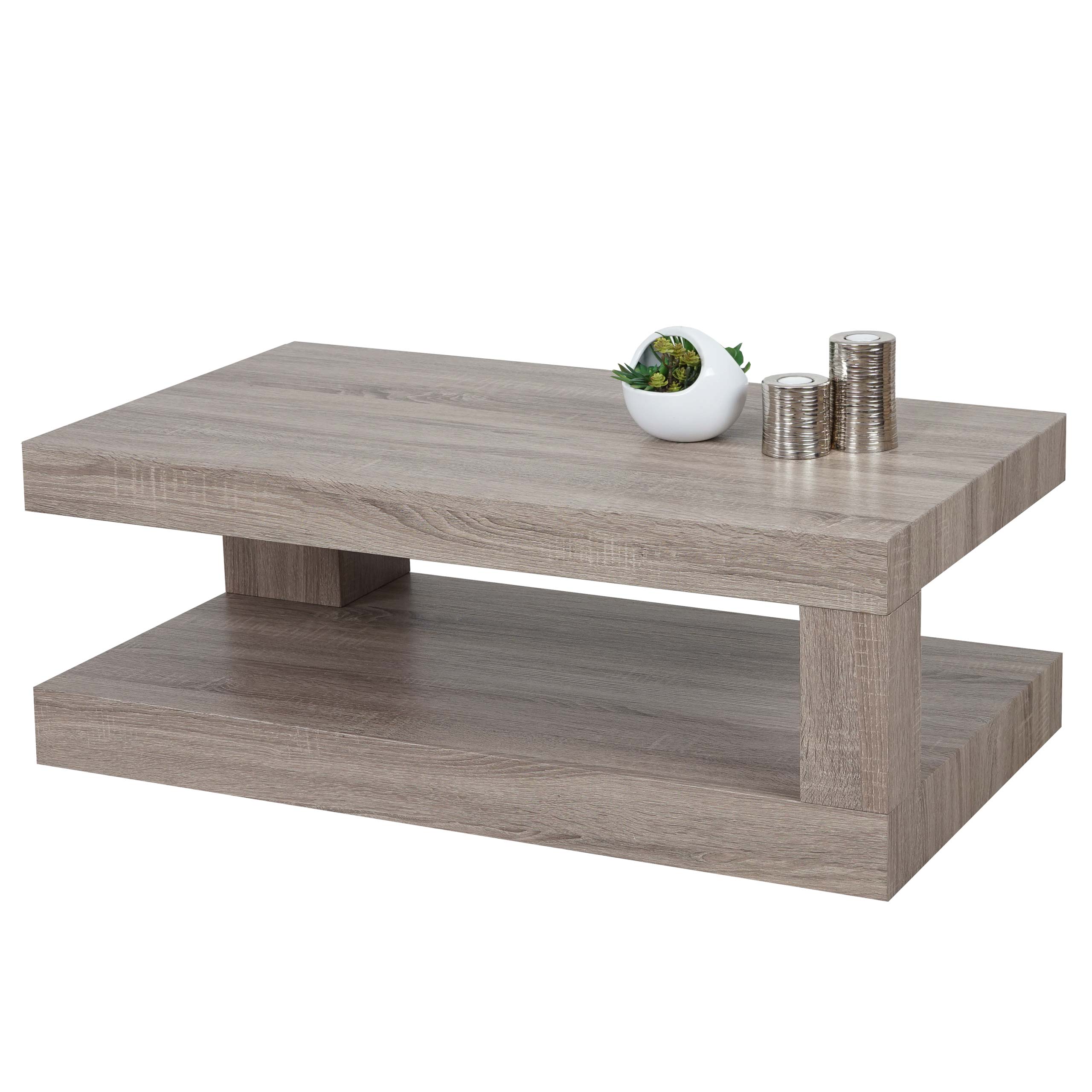 Couchtisch MCW-A32, Wohnzimmertisch, 3D-Struktur, 40x110x60cm ~ dunkle Eicheoptik - Bild 1