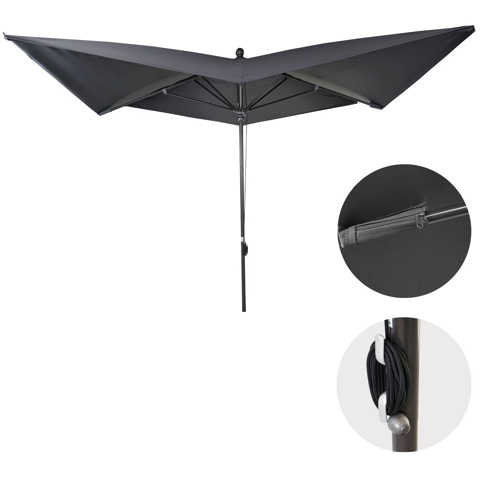 Luxus-Sonnenschirm MCW-A37, Marktschirm Gartenschirm, 3x3m (Ø4,24m) Polyester/Alu 10kg ~ anthrazit ohne Ständer | 04057651238487