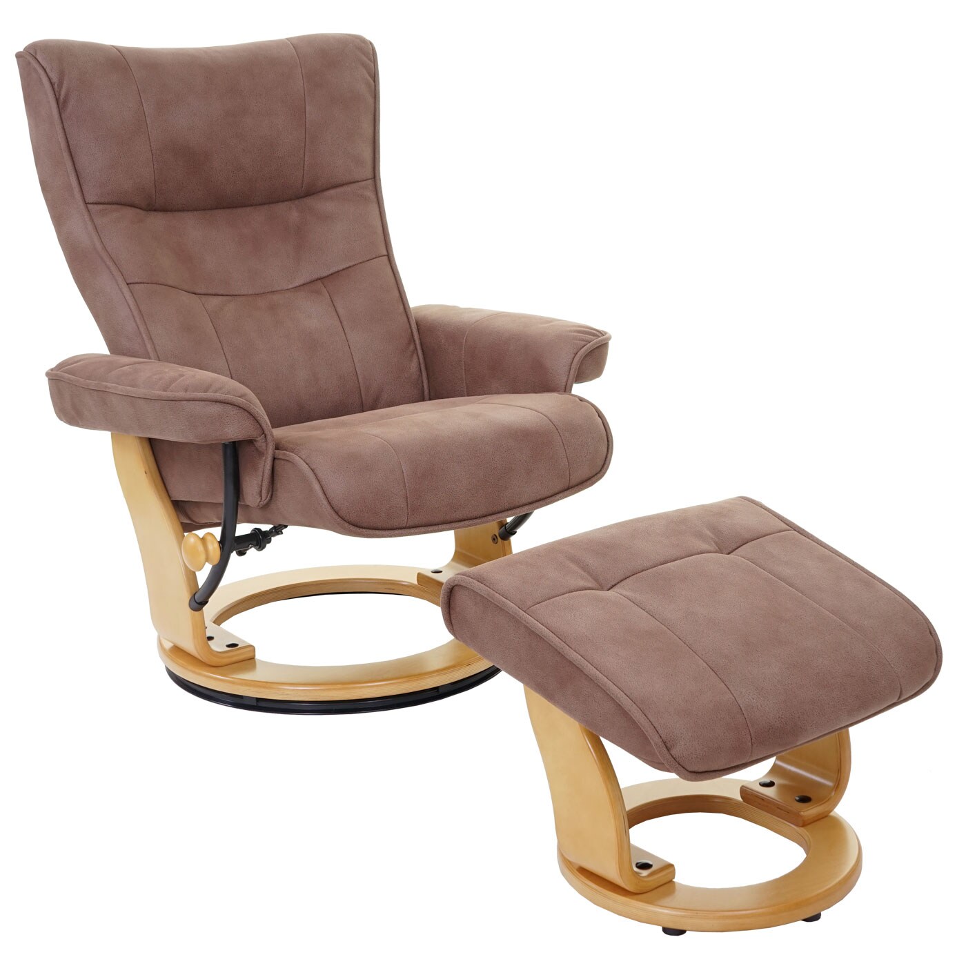 MCA Relaxsessel Edmonton, Fernsehsessel Hocker, Stoff/Textil 130kg belastbar ~ antikbraun, naturbraun