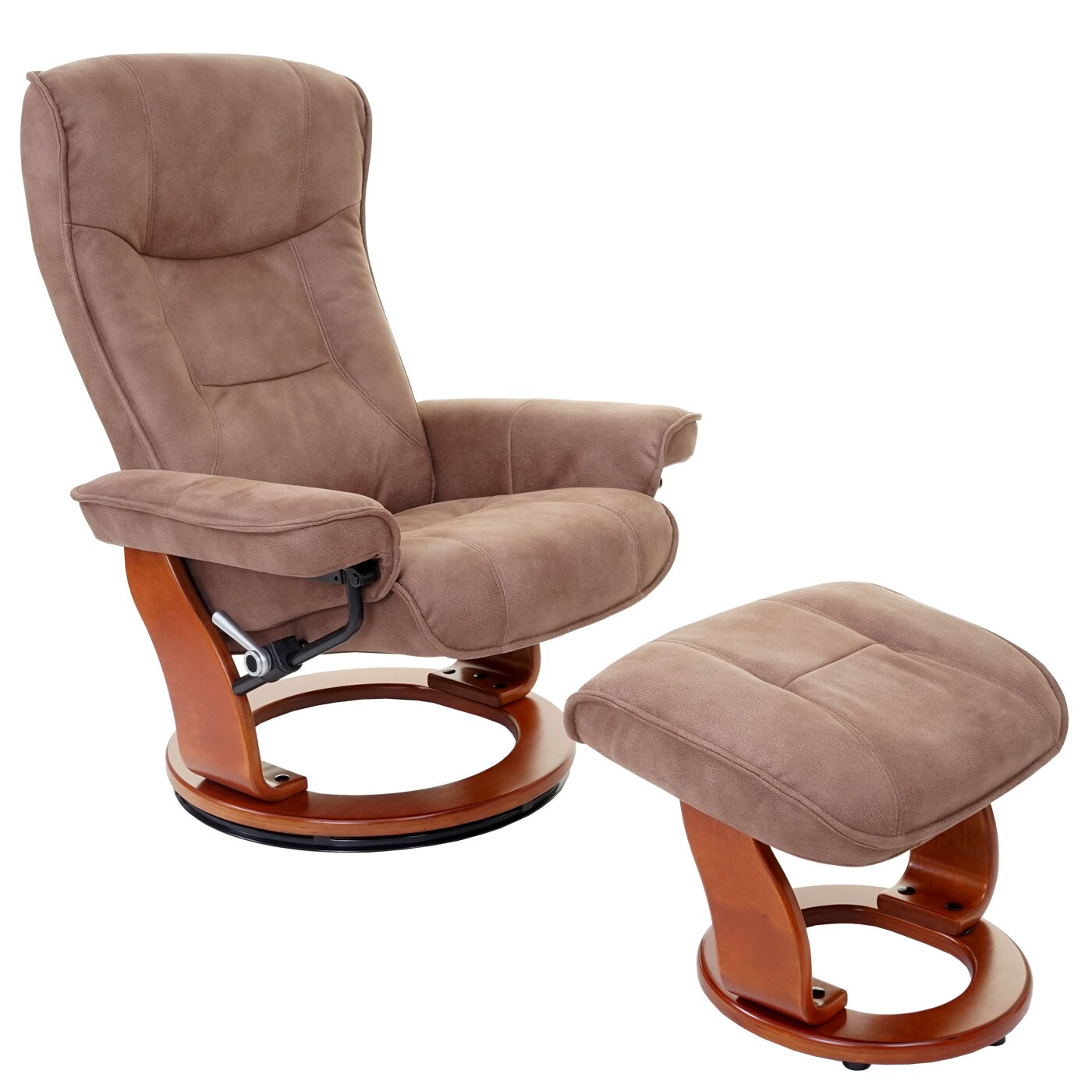 MCA Relaxsessel Halifax, Fernsehsessel Hocker, Stoff/Textil 130kg belastbar ~ antikbraun, honigfarben