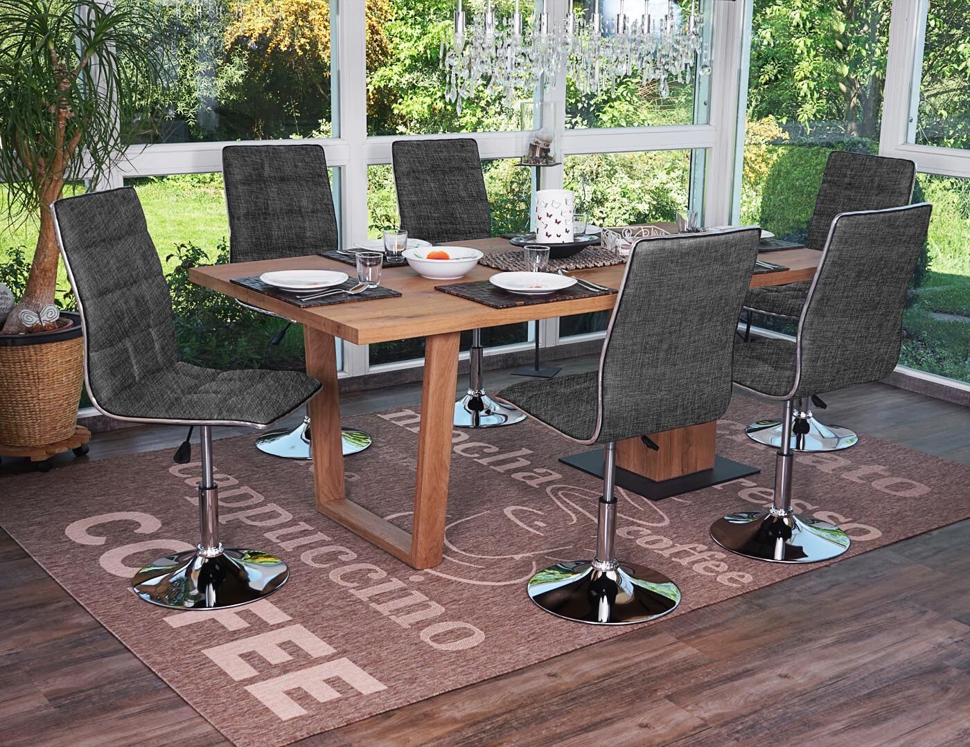 6er-Set Esszimmerstuhl MCW-C41, Stuhl Küchenstuhl, Stoff/Textil MVG ~ hellgrau