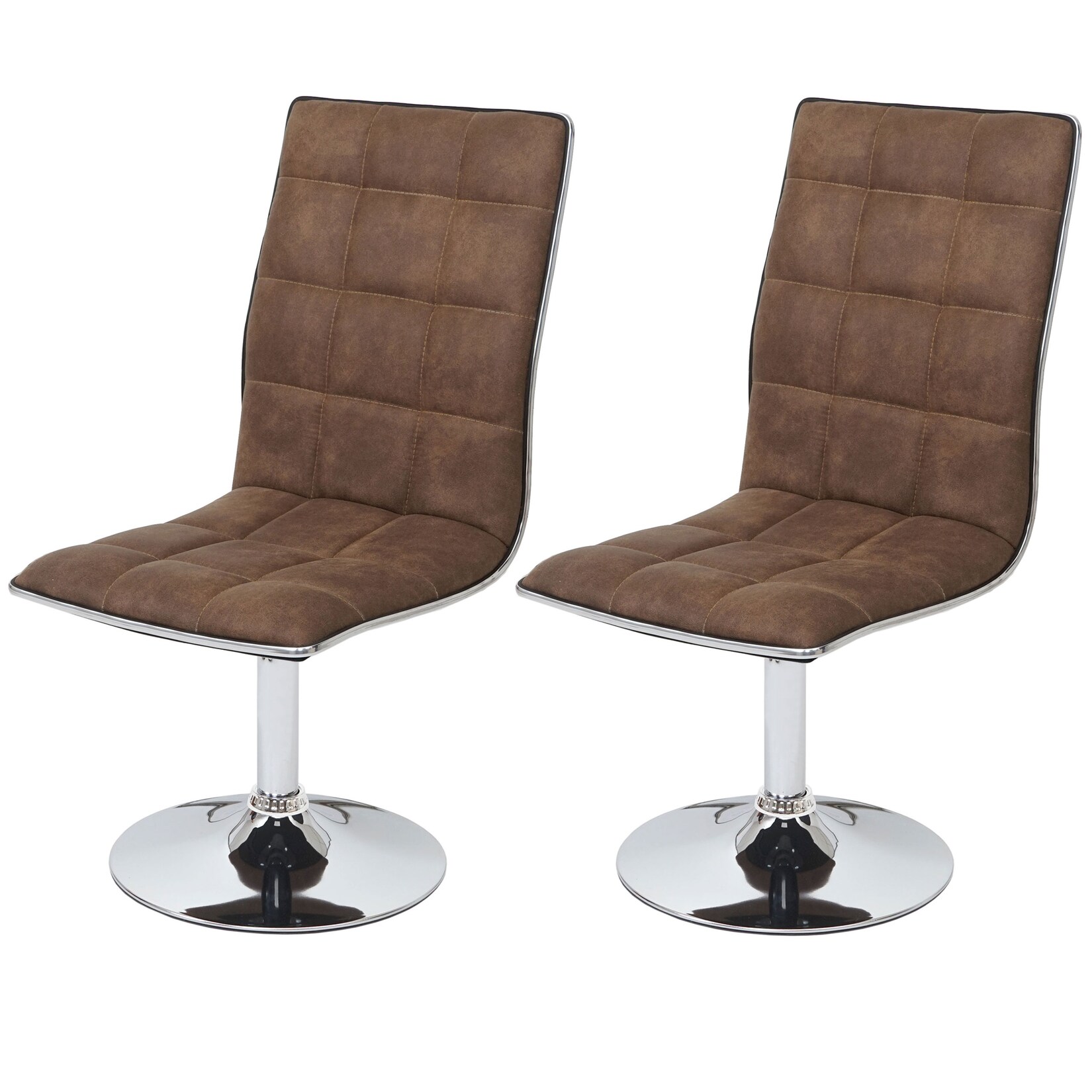 2er-Set Esszimmerstuhl MCW-C41, Stuhl Küchenstuhl, höhenverstellbar drehbar, Stoff/Textil MVG ~ vintage braun