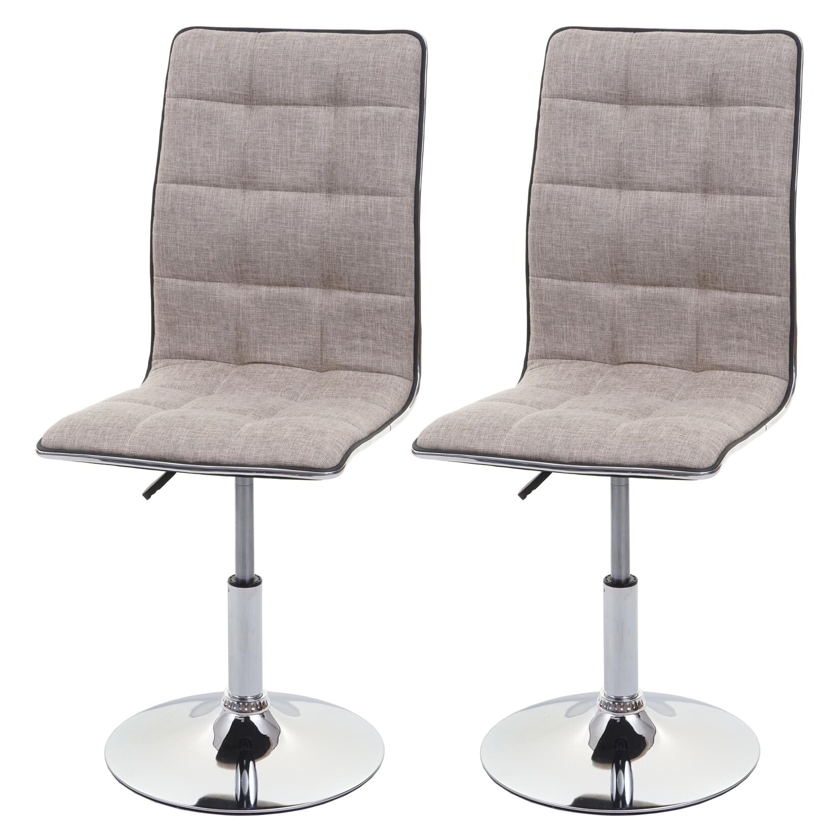 2er-Set Esszimmerstuhl MCW-C41, Stuhl Küchenstuhl, höhenverstellbar drehbar, Stoff/Textil MVG ~ creme-grau