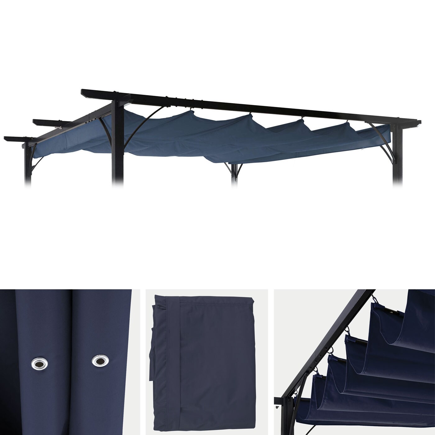 Ersatzbezug 370x300cm für Dach Pergola Pavillon MCW-C42 3,5x3,5m ~ blau