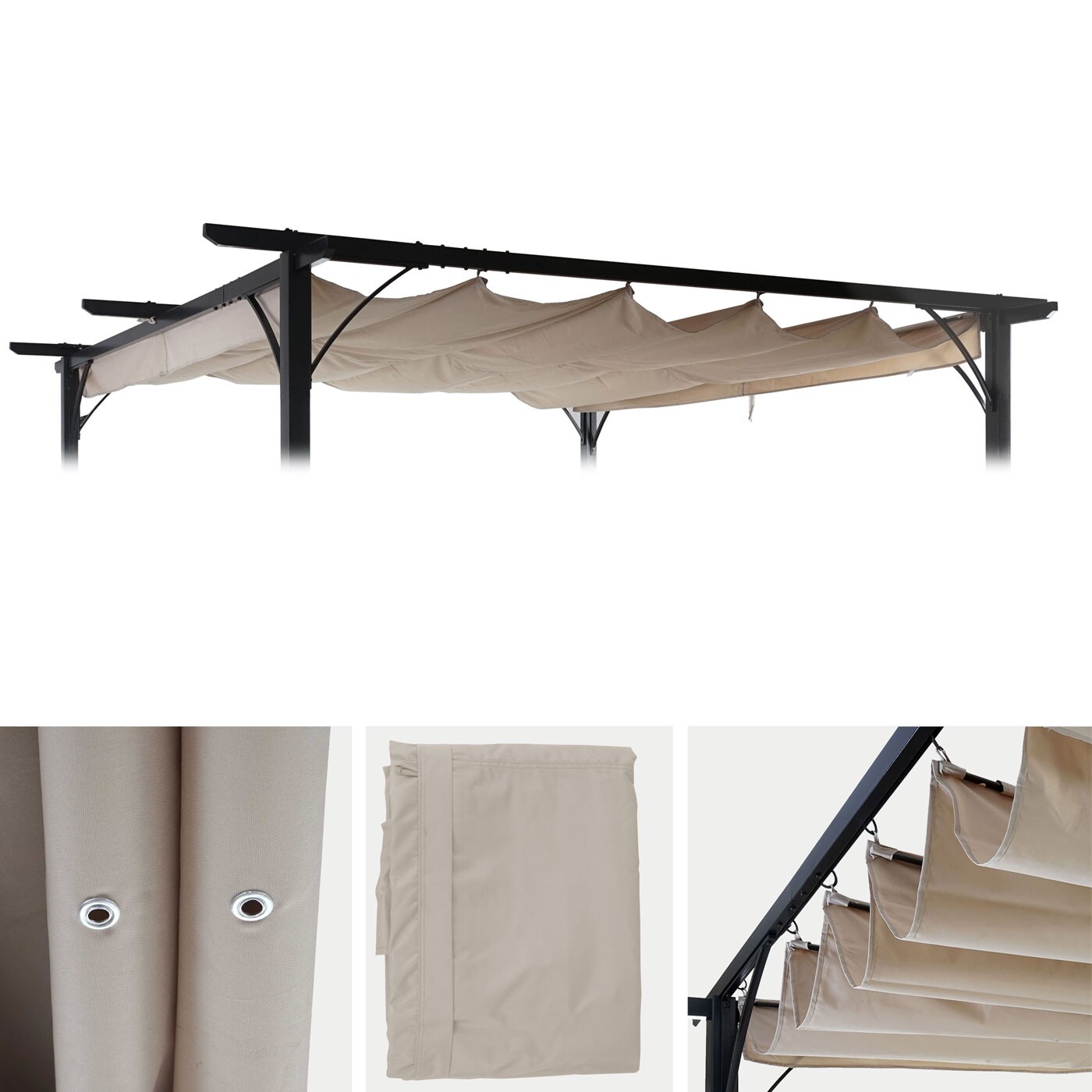 Ersatzbezug 370x300cm für Dach Pergola Pavillon MCW-C42 3,5x3,5m ~ creme