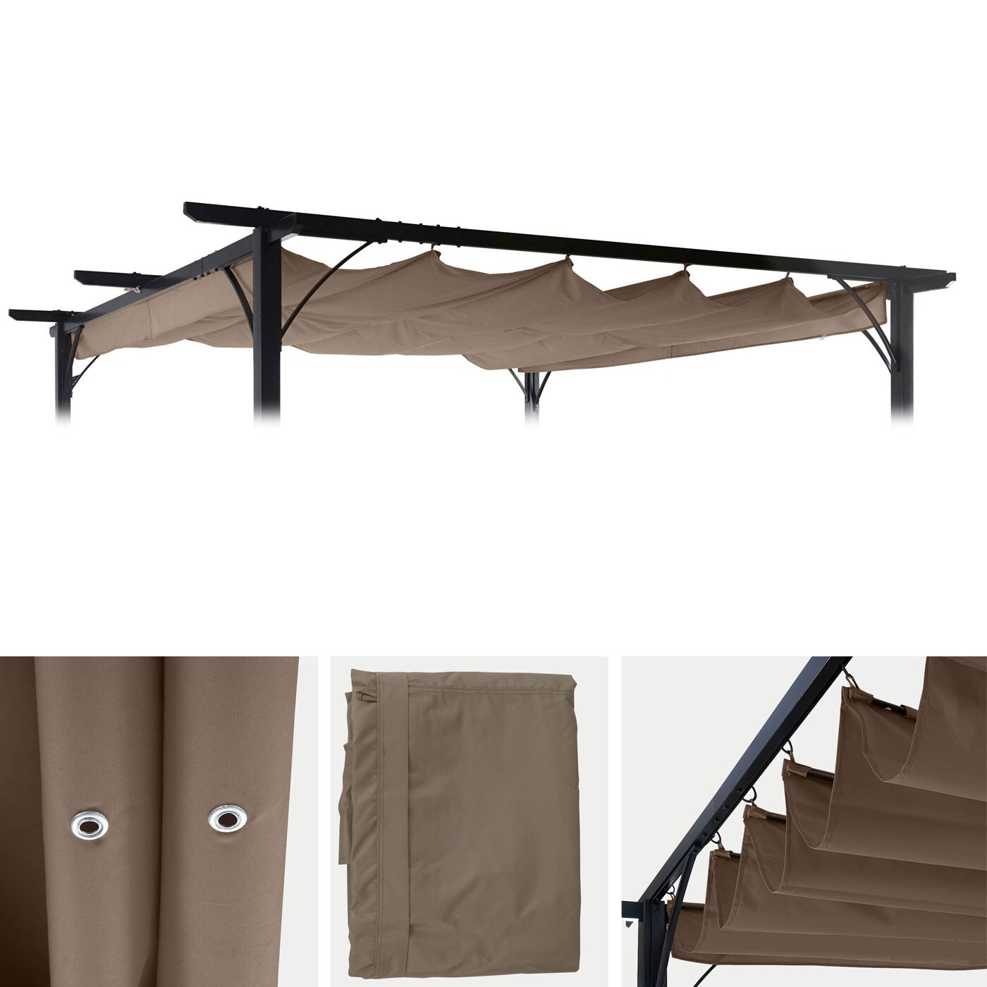 Ersatzbezug 370x300cm für Dach Pergola Pavillon MCW-C42 3,5x3,5m ~ taupe-braun