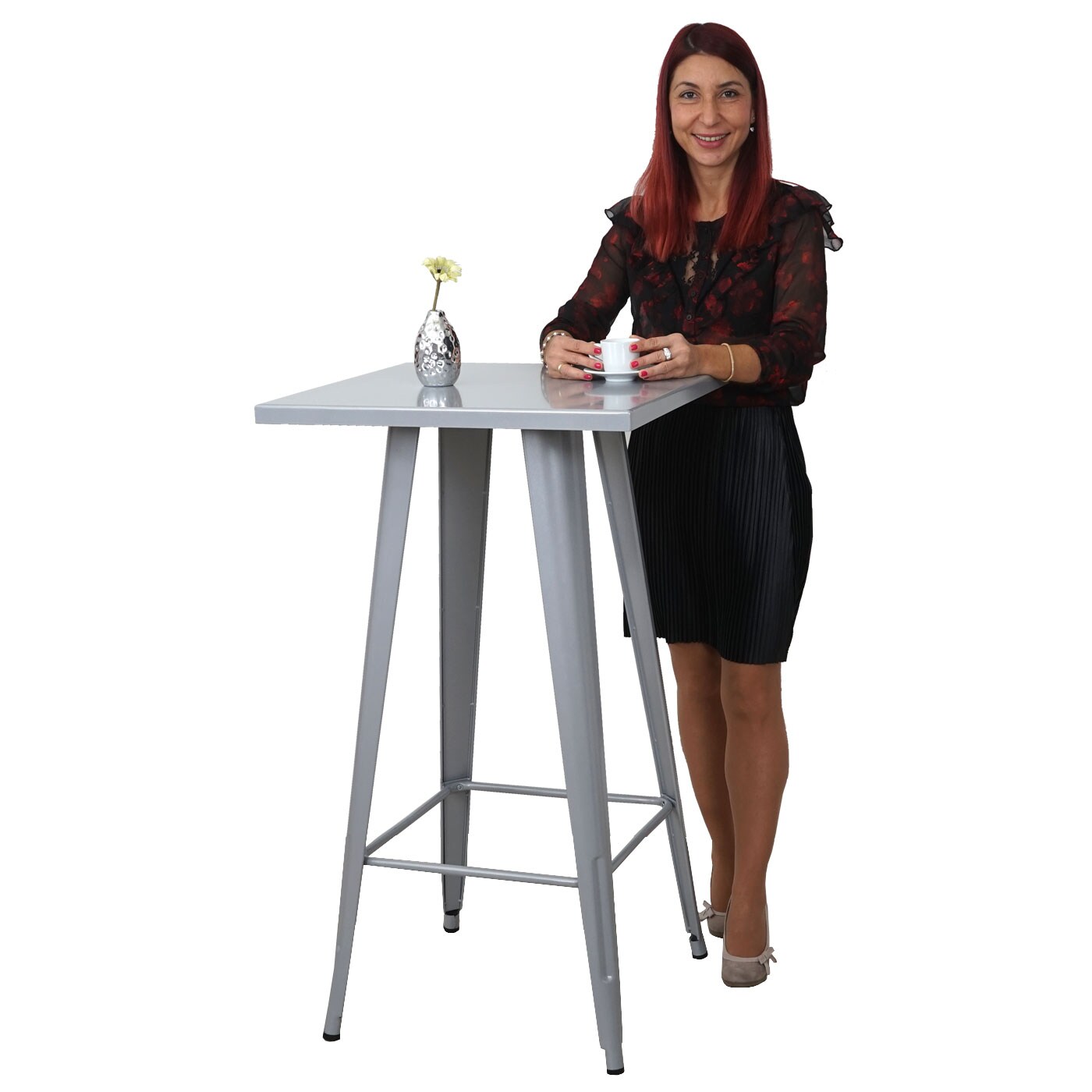 Stehtisch MCW-A73, Bistrotisch Bartisch, Metall Industriedesign 105x60x60cm ~ silber | 04057651181684