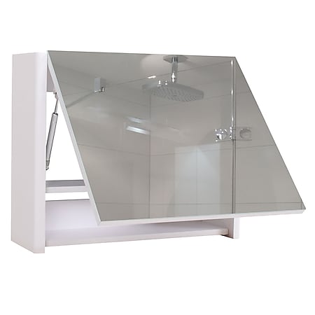 Spiegelschrank MCW-B19, Wandspiegel Badspiegel Badezimmer, aufklappbar hochglanz 48x79cm ~ weiß - Bild 1